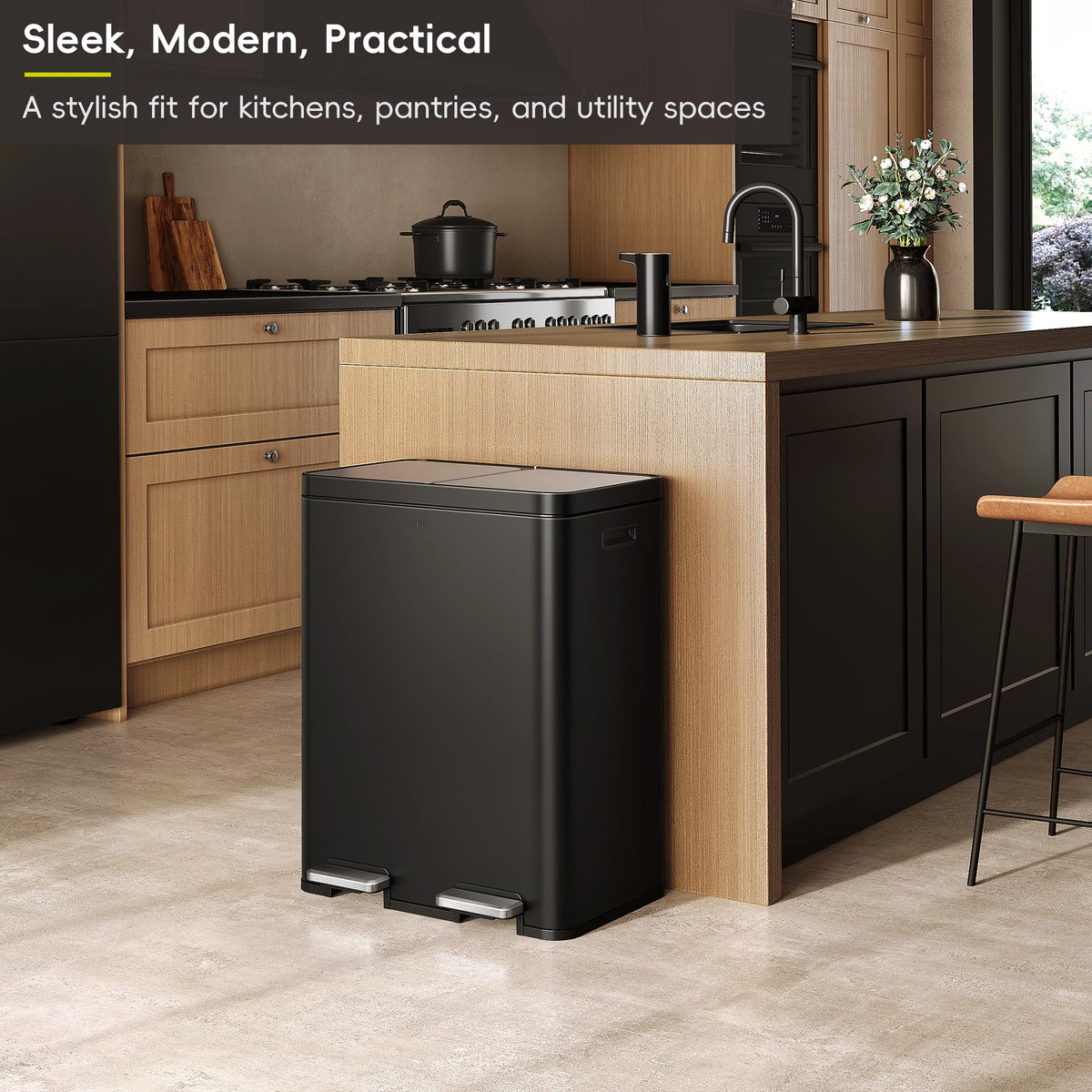 Edison 8+8 Gallon Dual Trash Can for Recycling and Trash