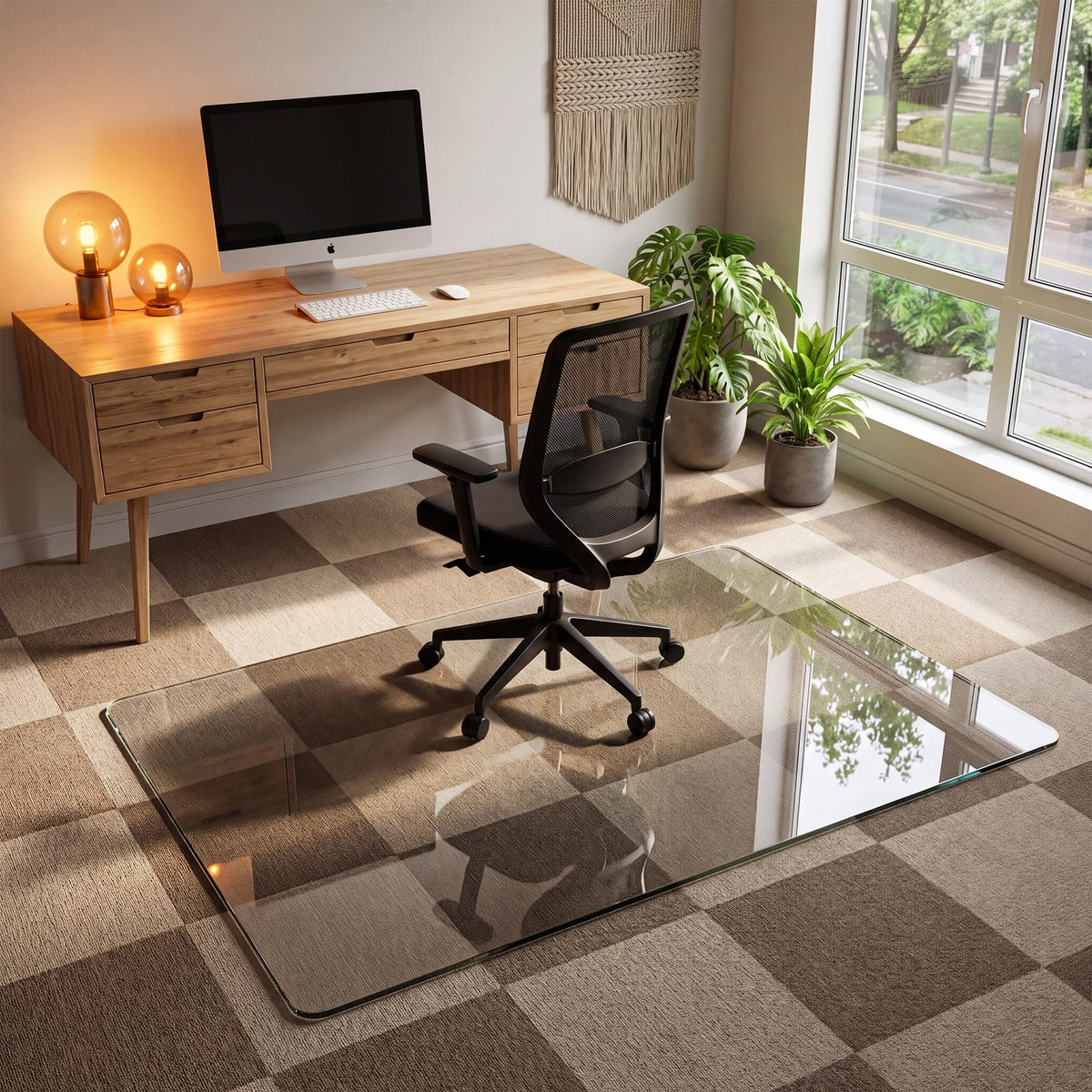36"x55" Tempered Glass Chair Mat for Carpet & Hardwood Floors