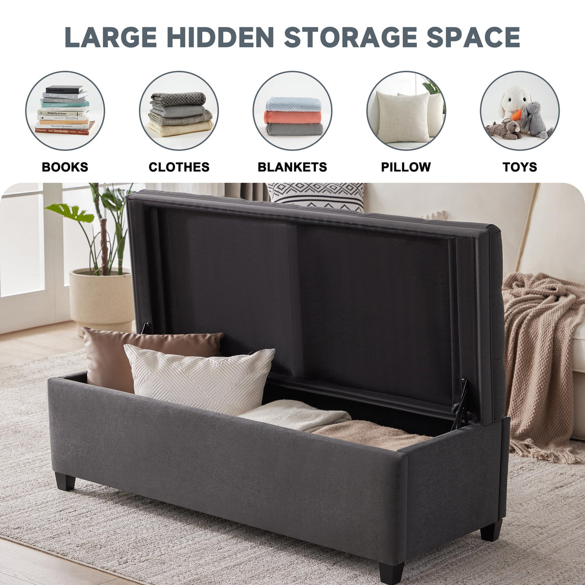 50 Inch Large Storage Ottoman