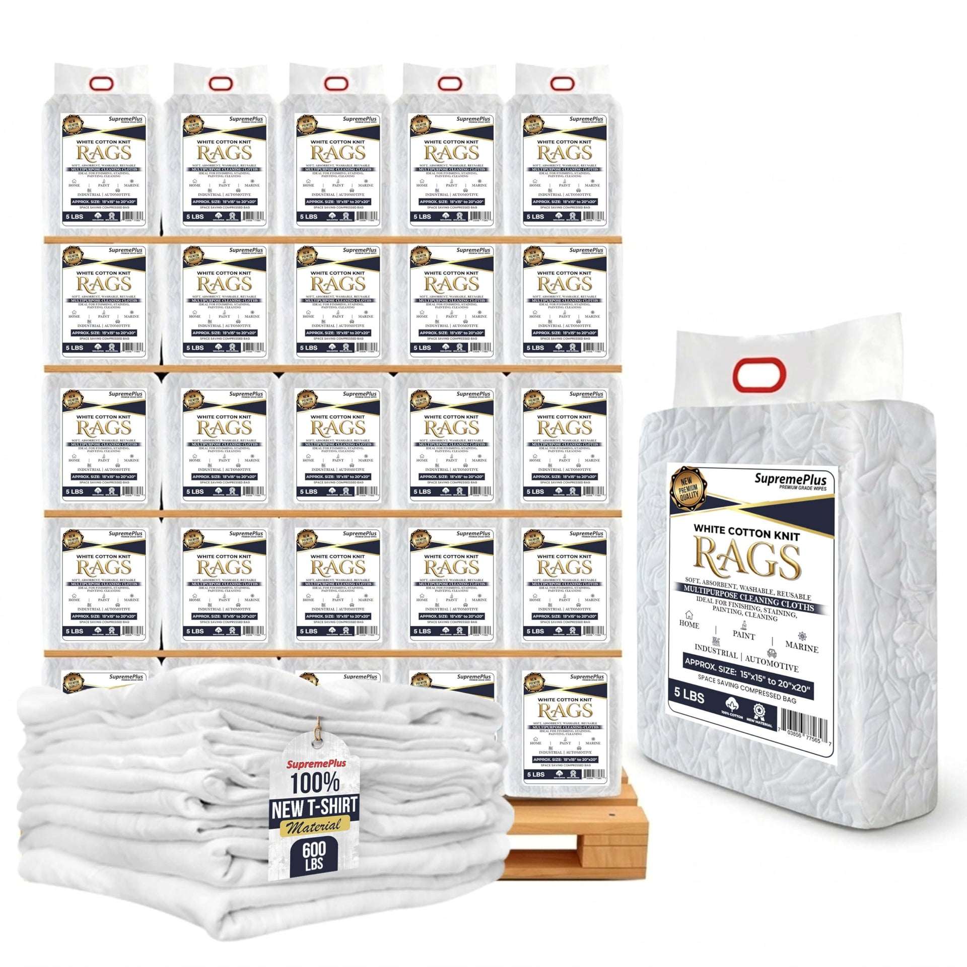 Premium New White Cotton Knit T (4000 Count)