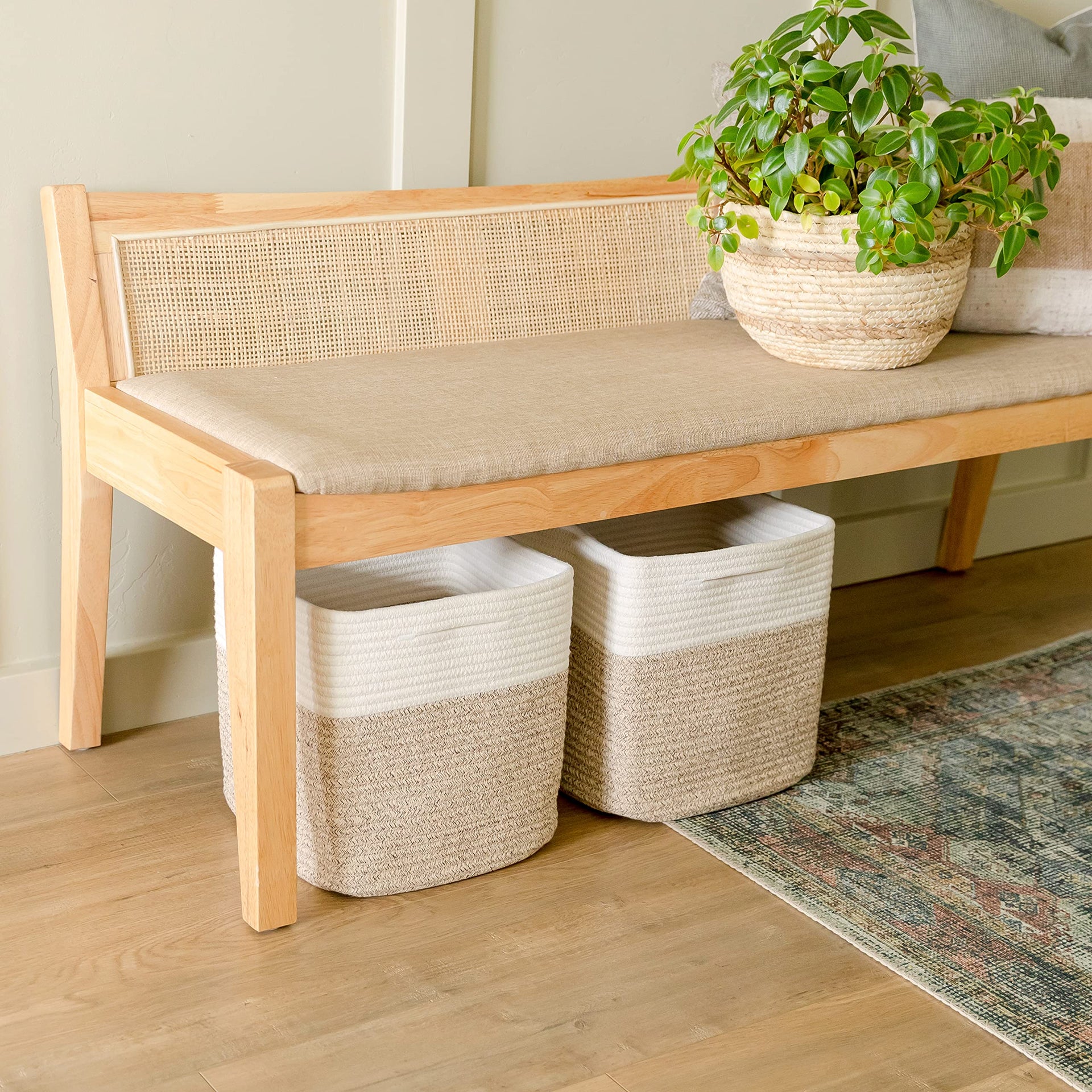Storage Cubes 11 Inch Cotton Rope Woven Baskets for Organizing (3 Count)