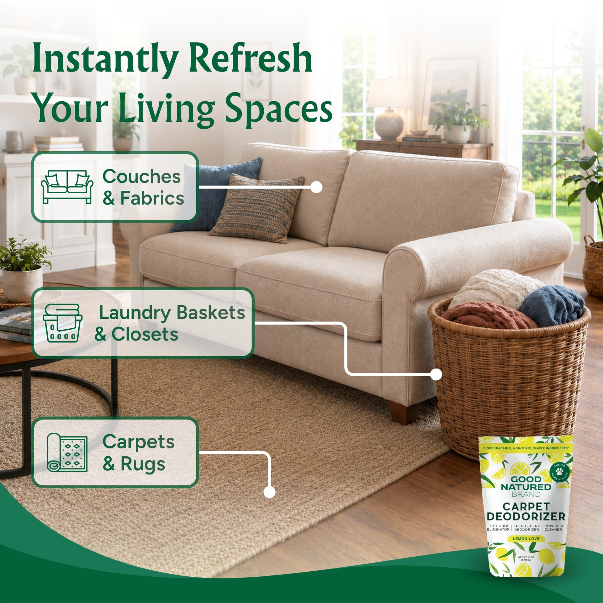 Carpet Deodorizer & Freshener Powder (60 Ounce)