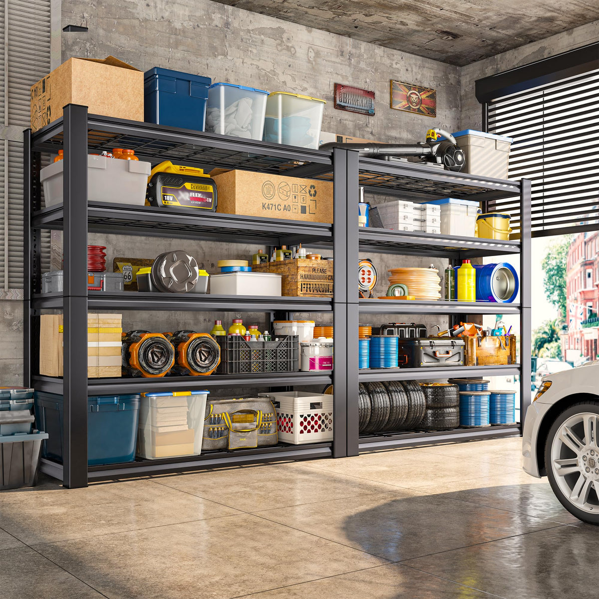 72" H Garage Shelving Heavy Duty Adjustable Metal Shelf for Basement