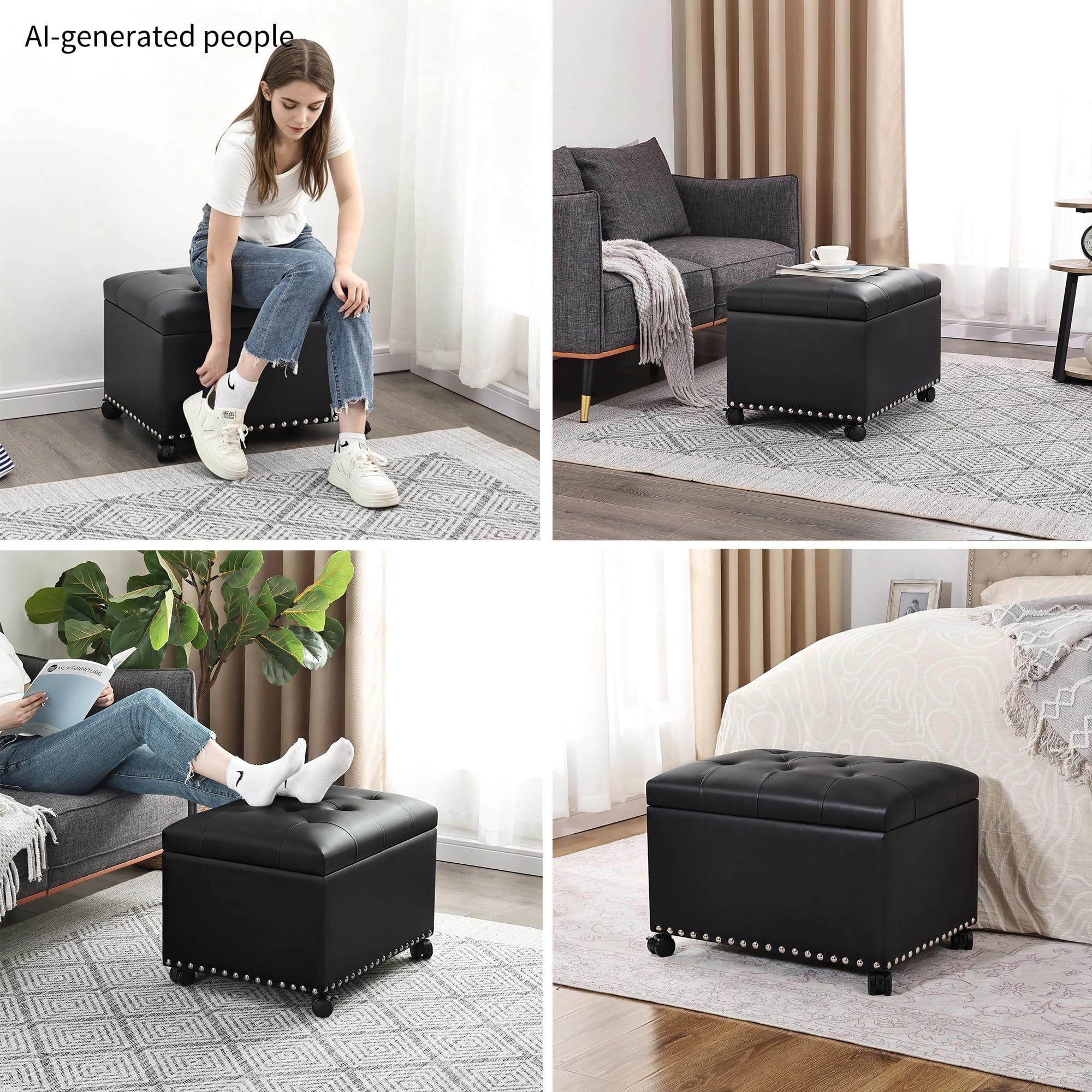 Leather Storage Ottoman