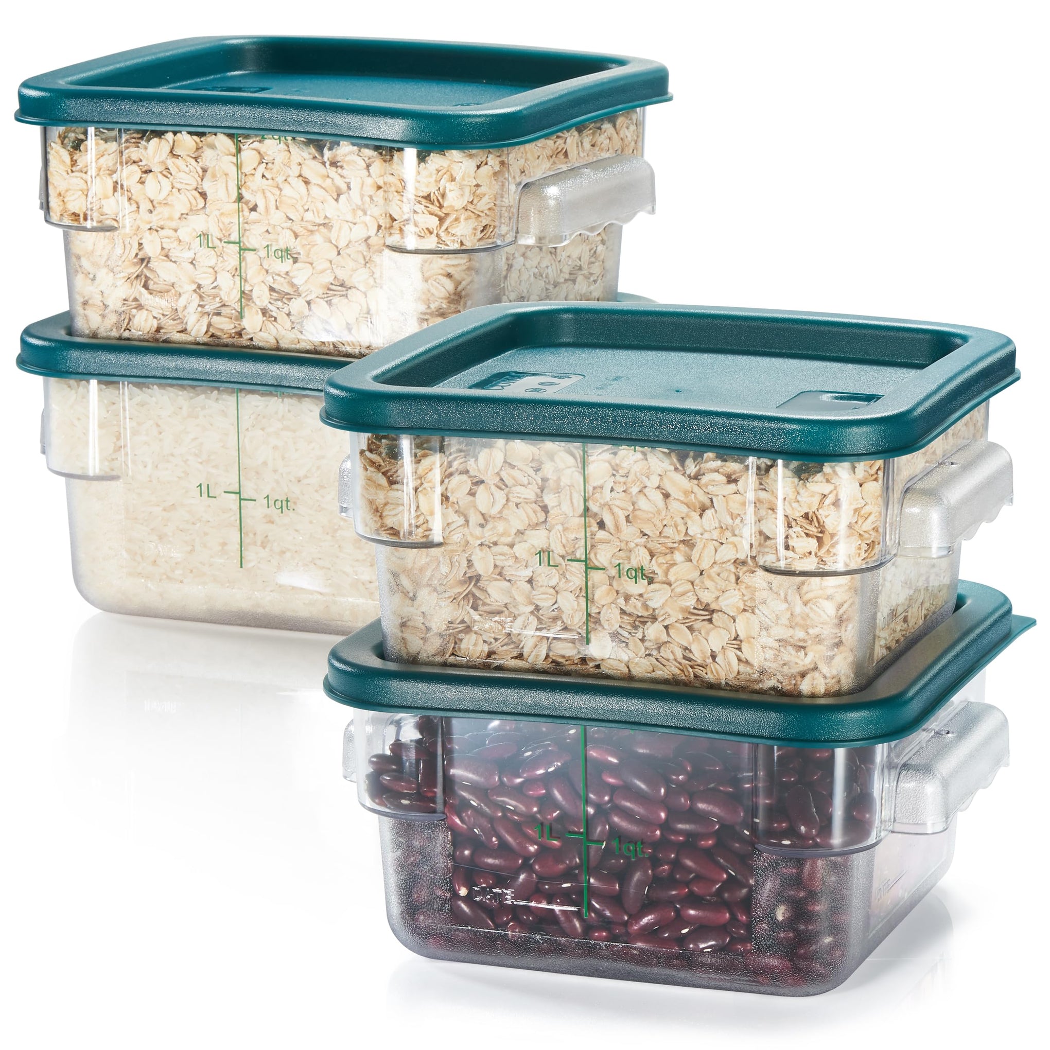 4 Pack Food Storage Container with Green Lid (4 Count)