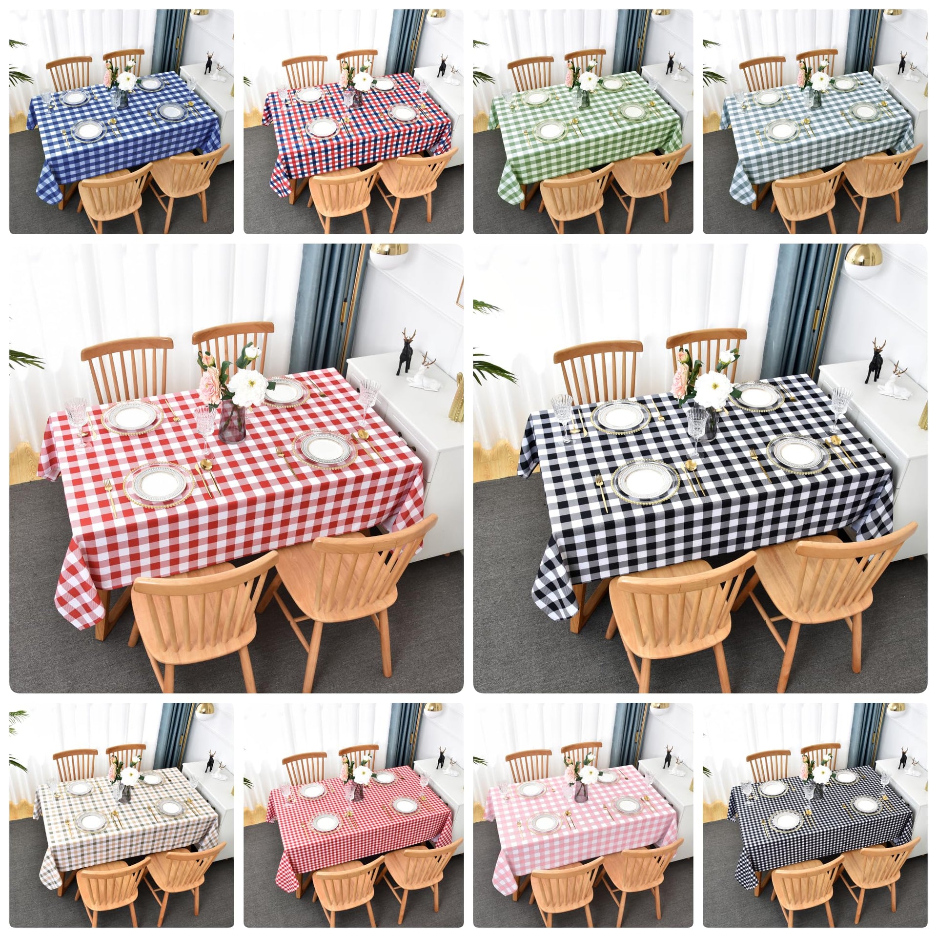 Waterproof Checkered Tablecloth Runner Fabric