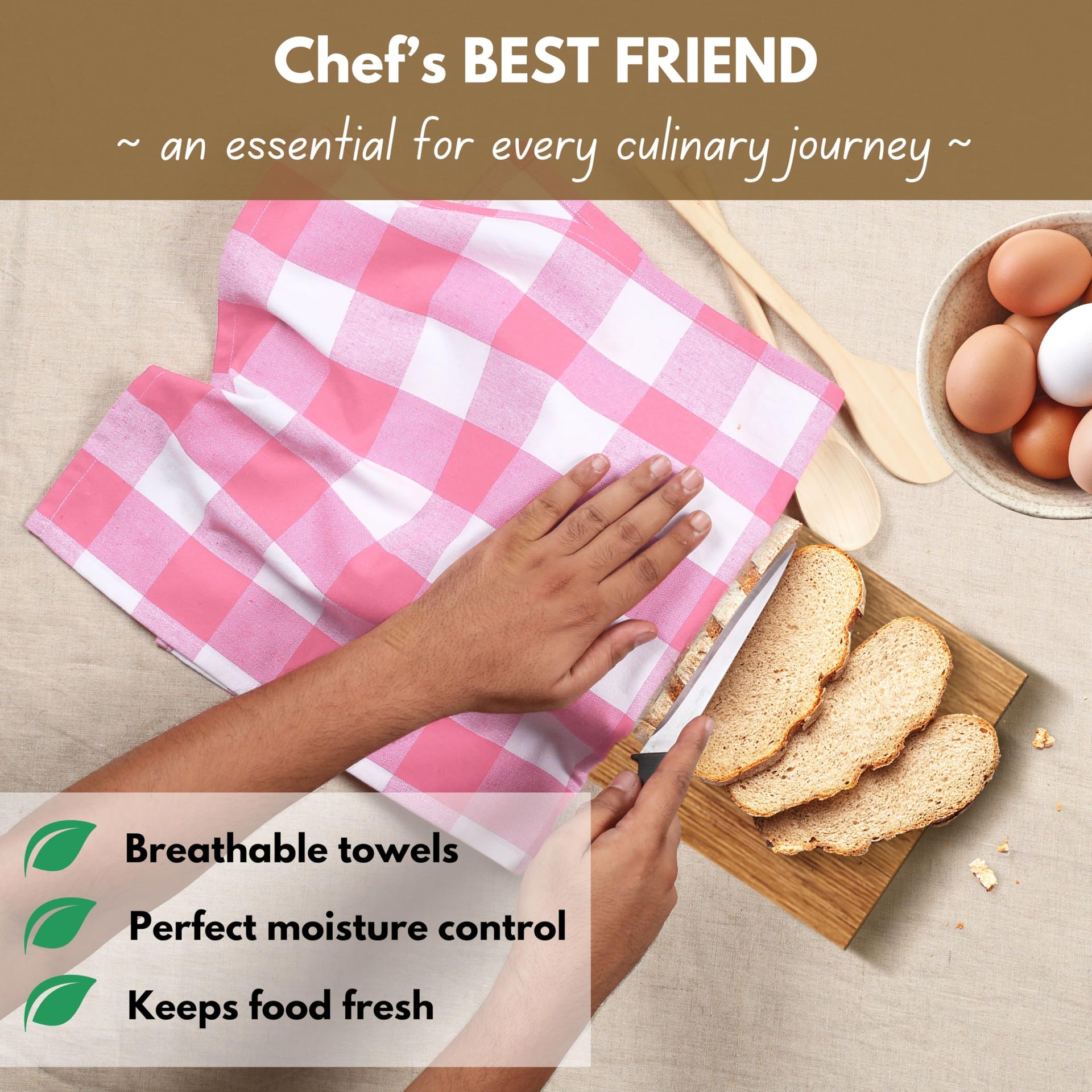 Pink Checked Kitchen Towels 16"x26" (6 Count)