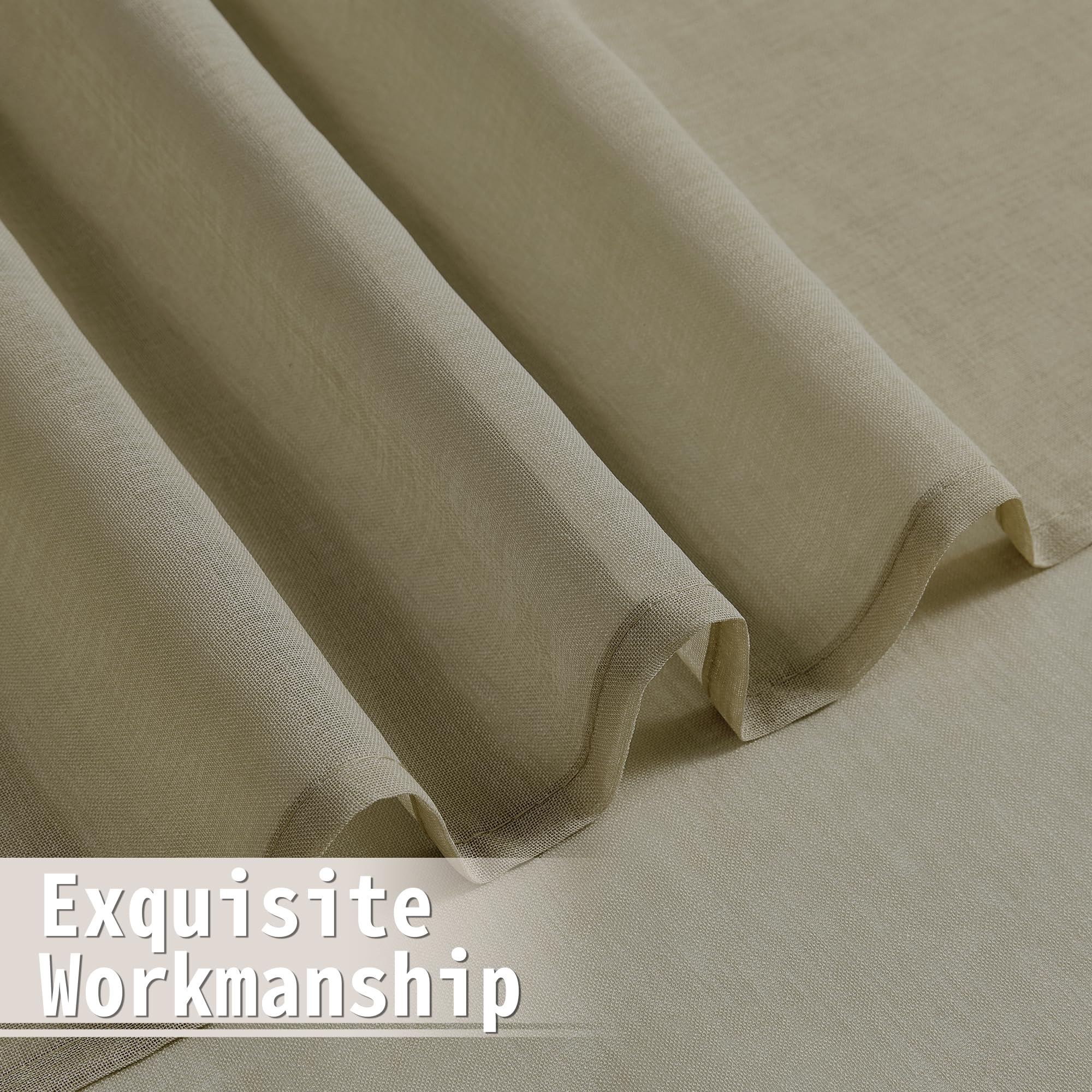 Sheer Door Curtain Closet Linen Textured Curtain Sheers Doorway Light Filtering Voile French Door Rod Pocket Curtains Patio Glass Doors