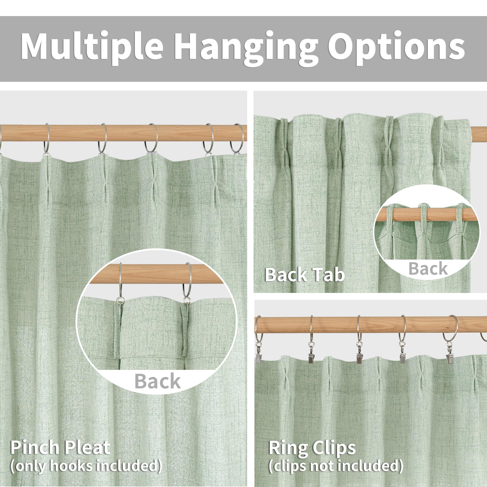 Sage Geen Kitchen Linen Curtains 36 Inch Length (2 Count)