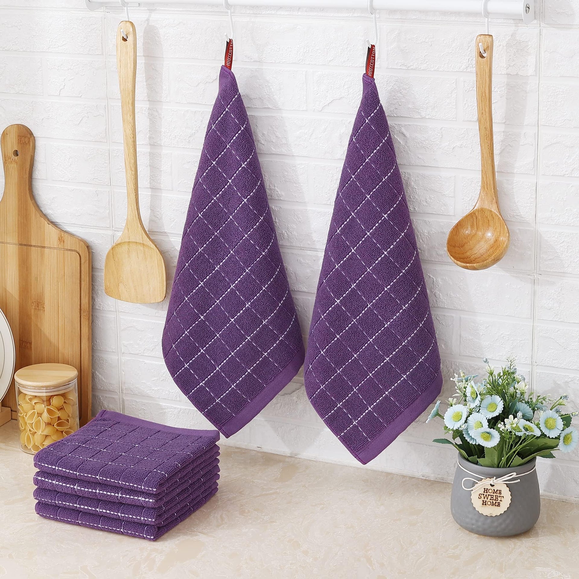 100% Cotton Terry Kitchen Dish Cloths (8 Count)