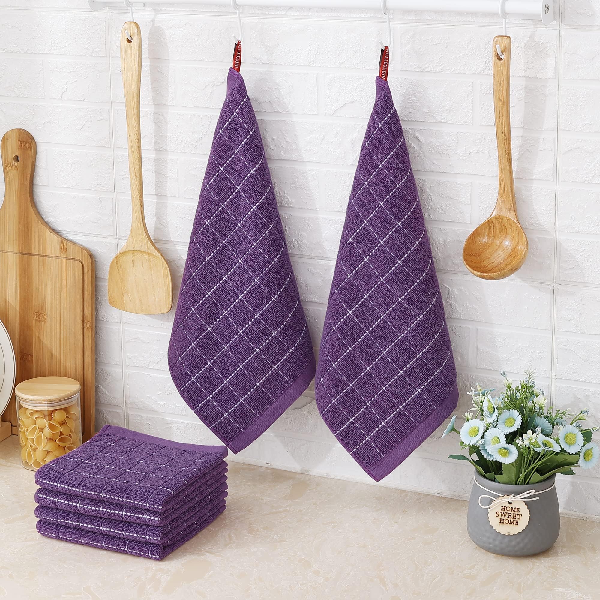 100% Cotton Terry Kitchen Dish Cloths (8 Count)