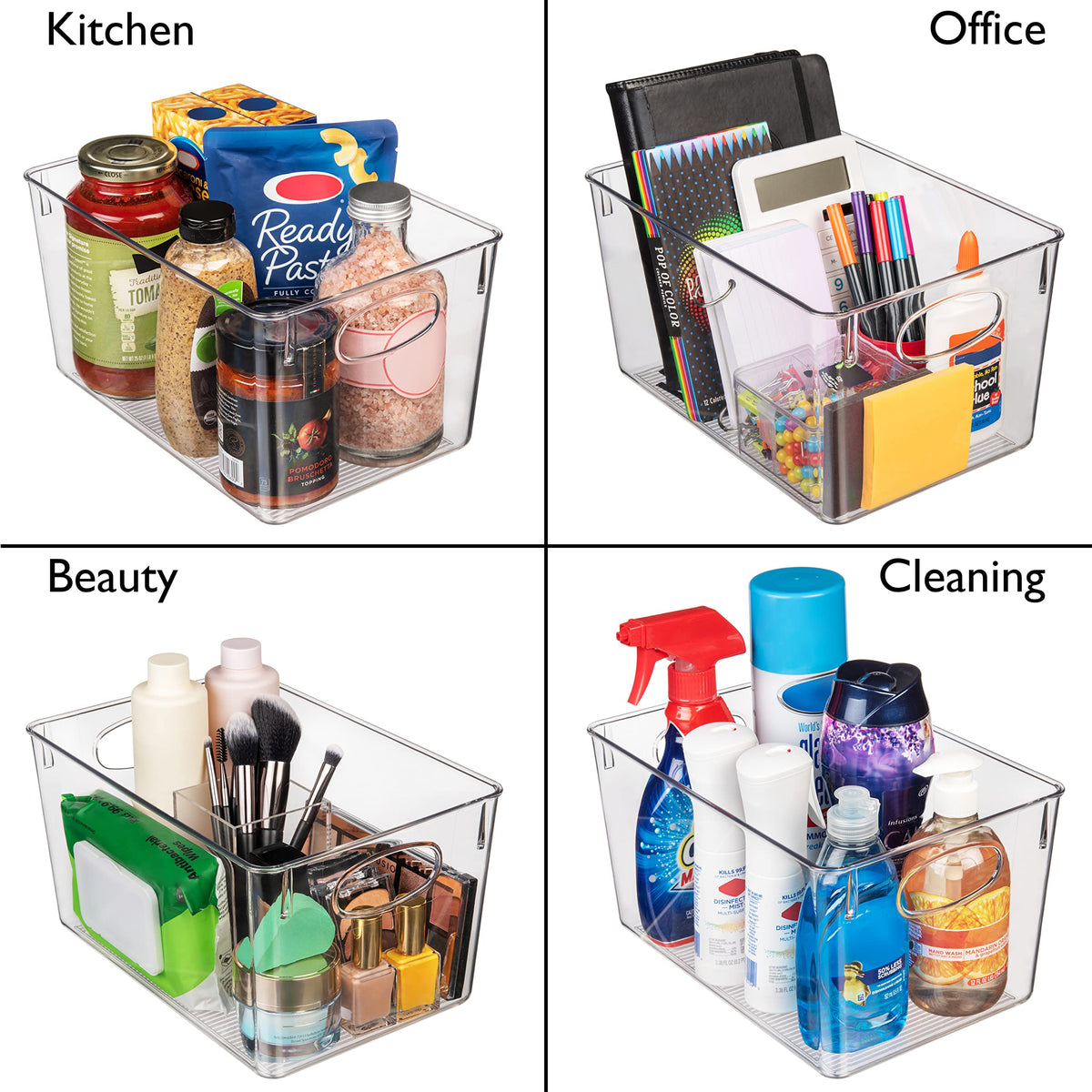 Plastic Storage Bins With lids (4 Count)