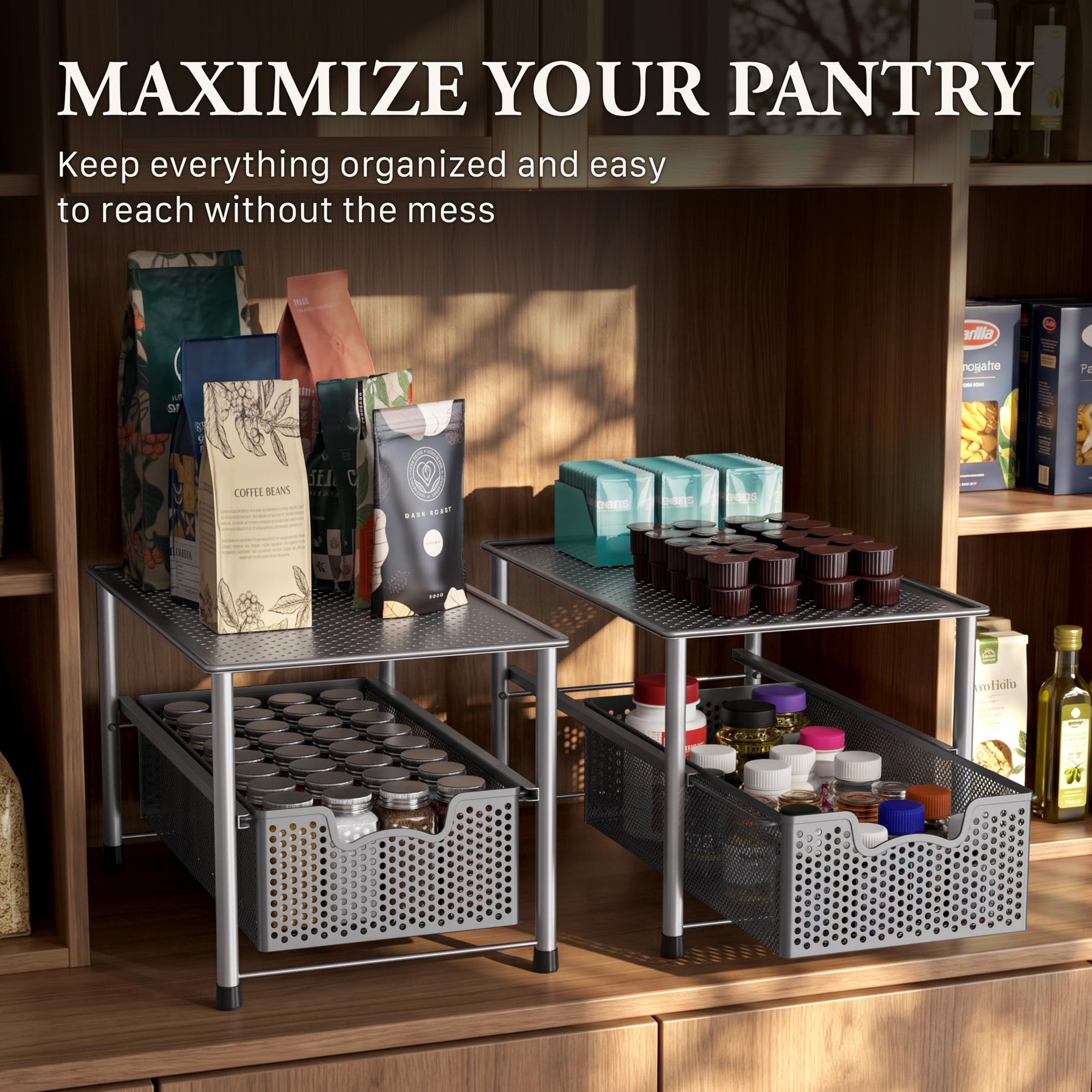 Stackable Under Sink Sliding Basket Drawer