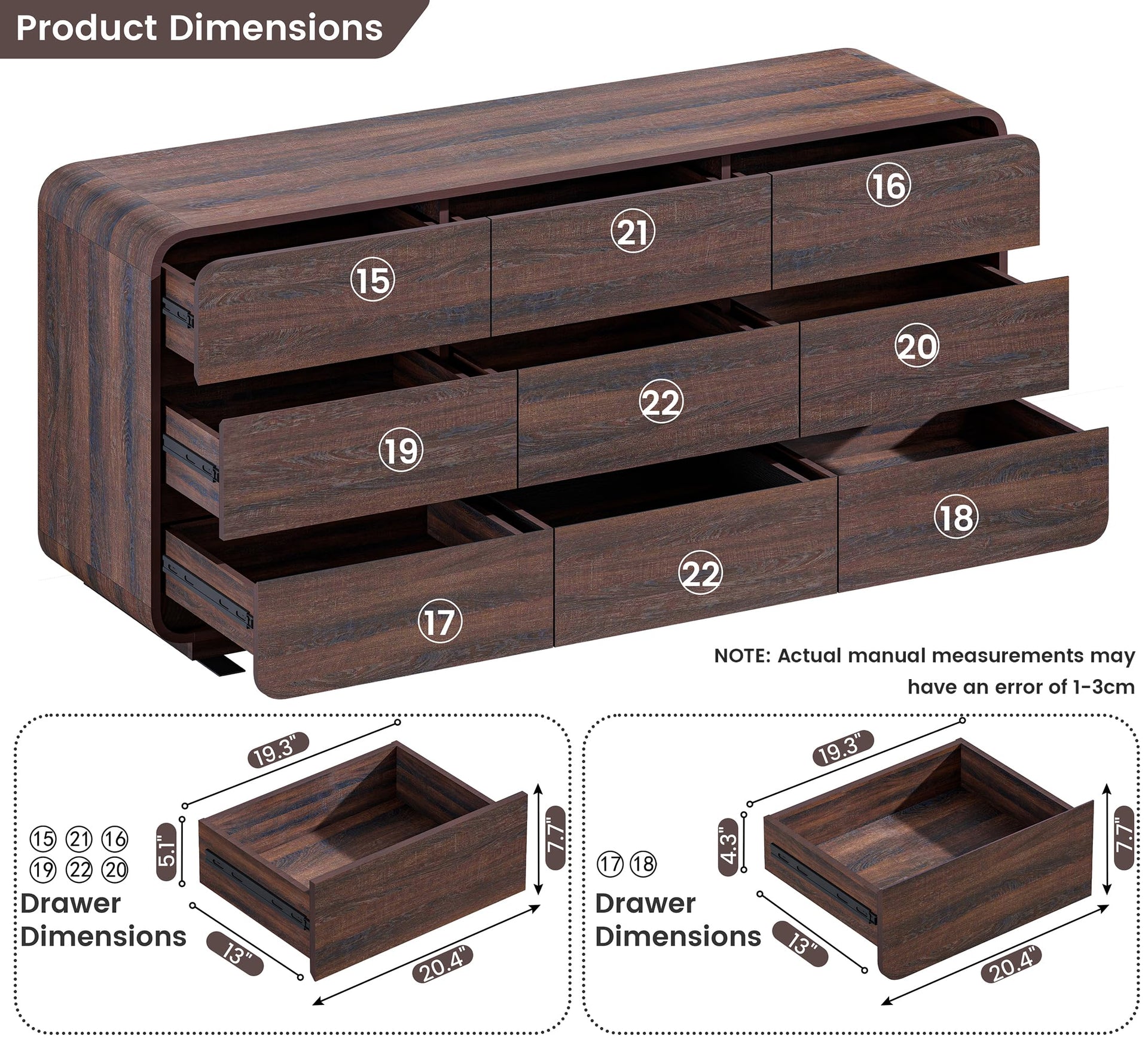 9 Drawer Dresser for Bedroom
