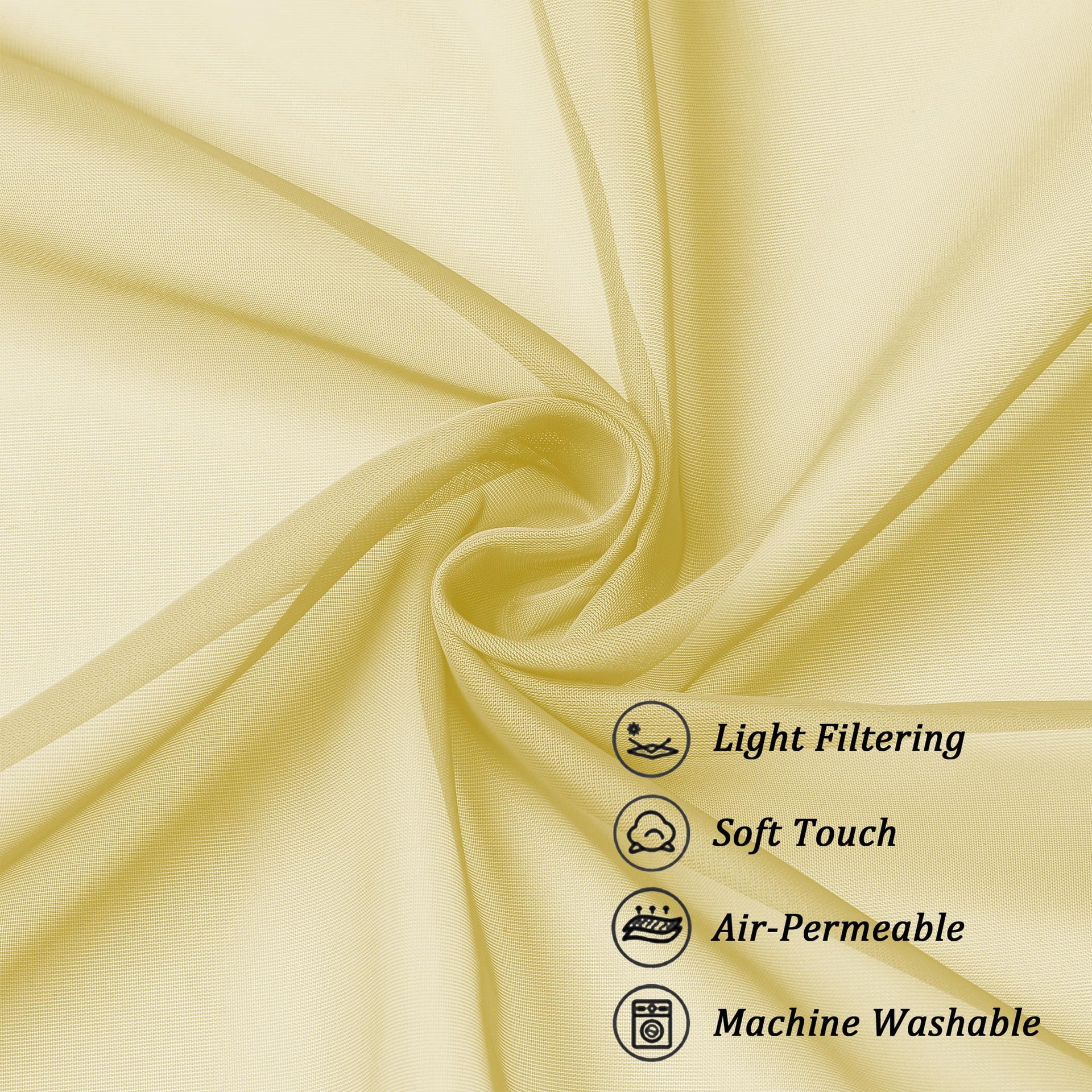 Sheer Curtains 63 Inch Length 2 Panels (2 Count)