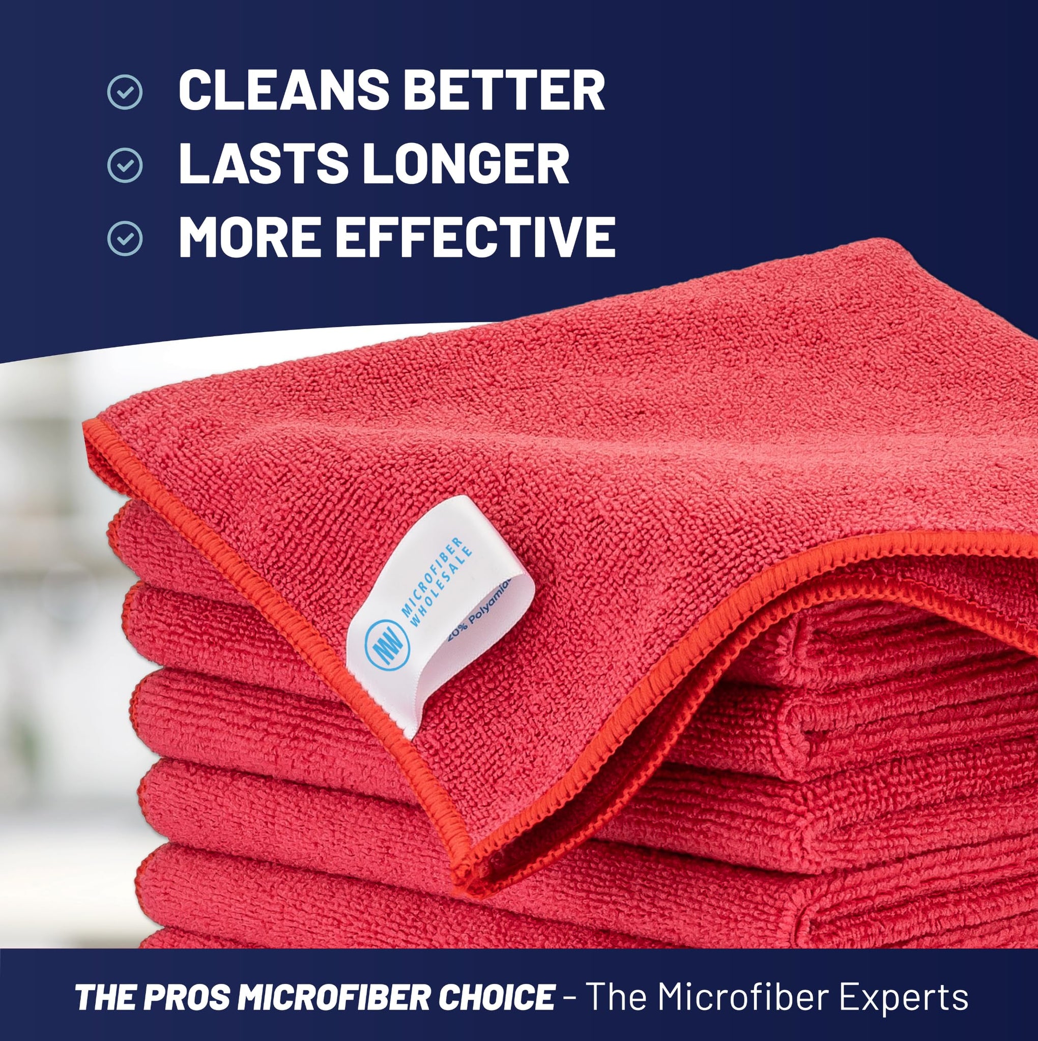 MW PRO Microfiber Cleaning Cloths Red (12 Count)