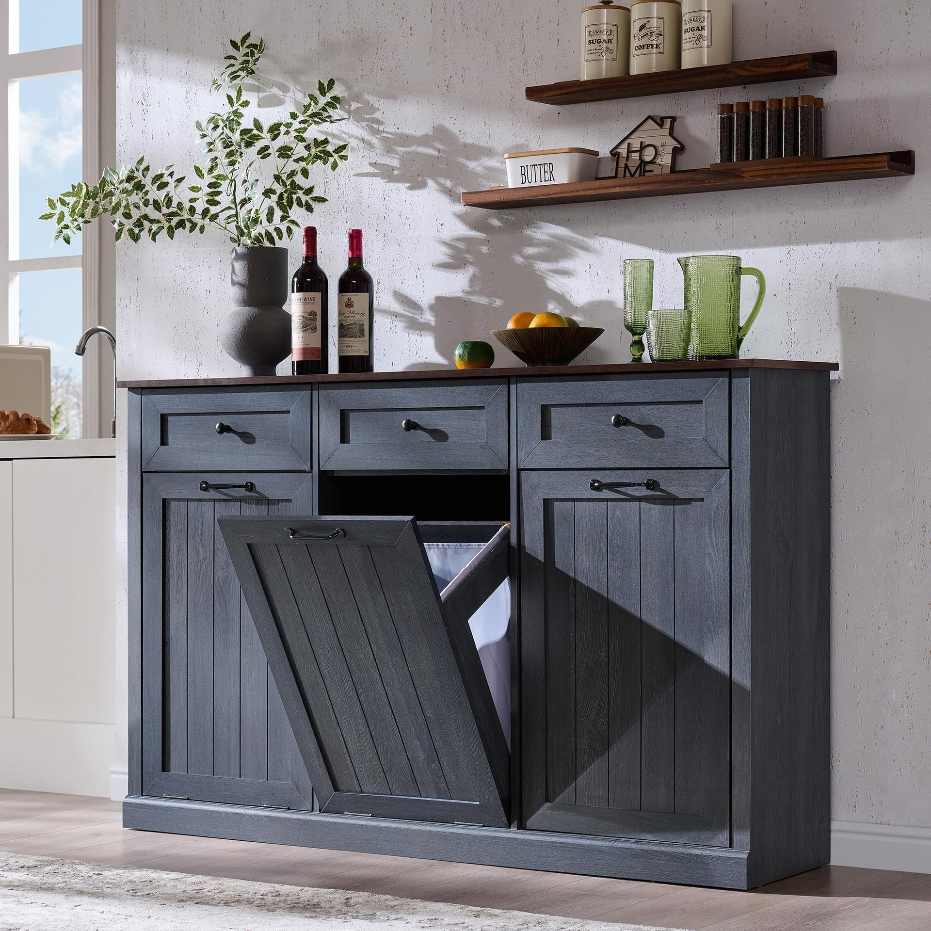 Triple Tilt Out Laundry Hamper Cabinet