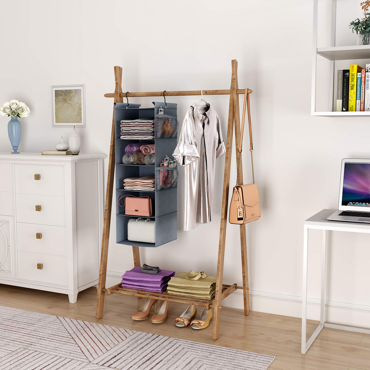 5 Shelf Foldable Hanging Closet Organizer