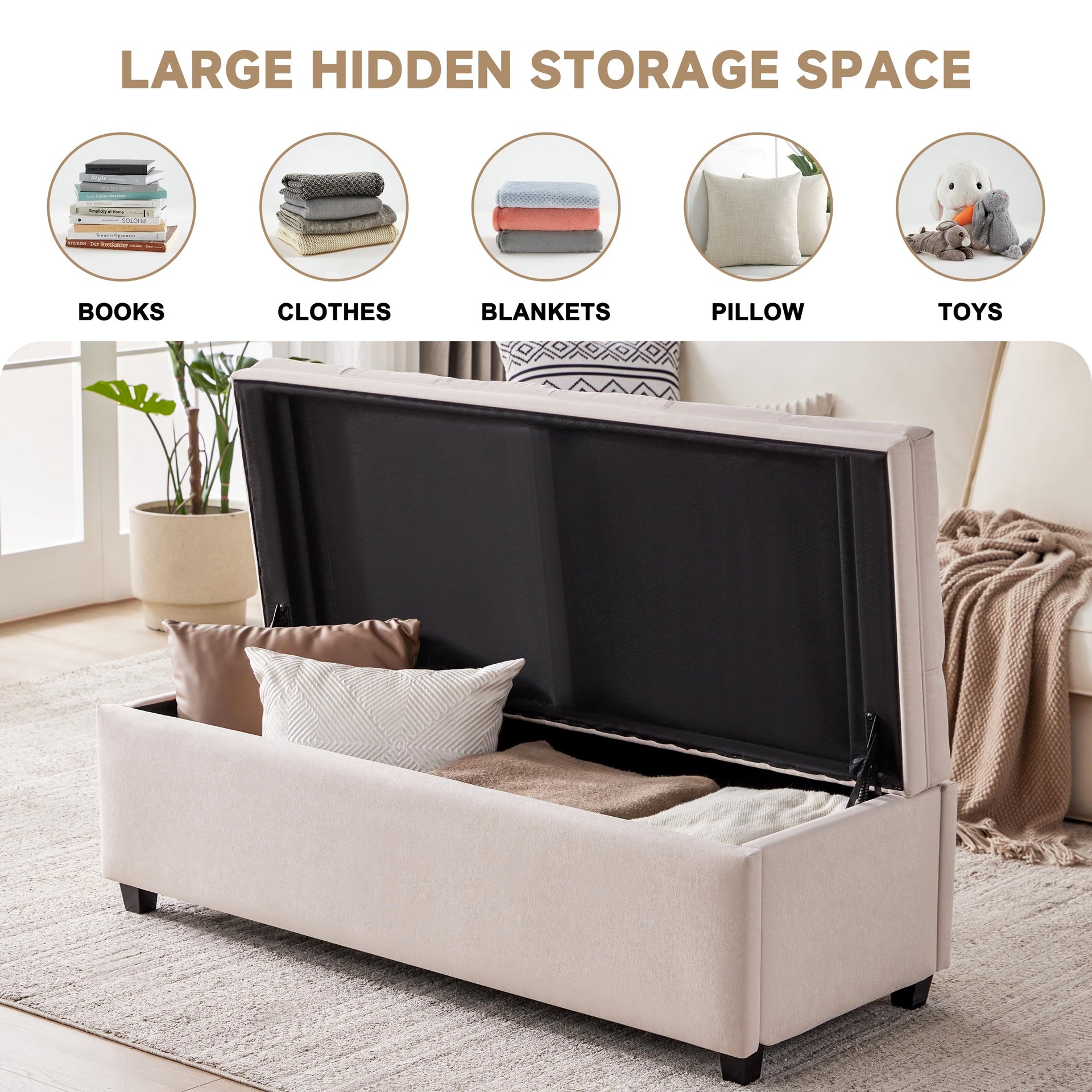 50 Inch Large Storage Ottoman