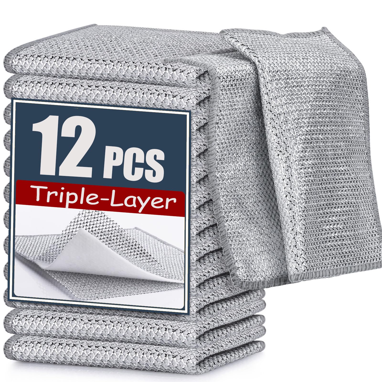 12 Pcs New Upgrade Steel Wire Dishcloth (12 Count)