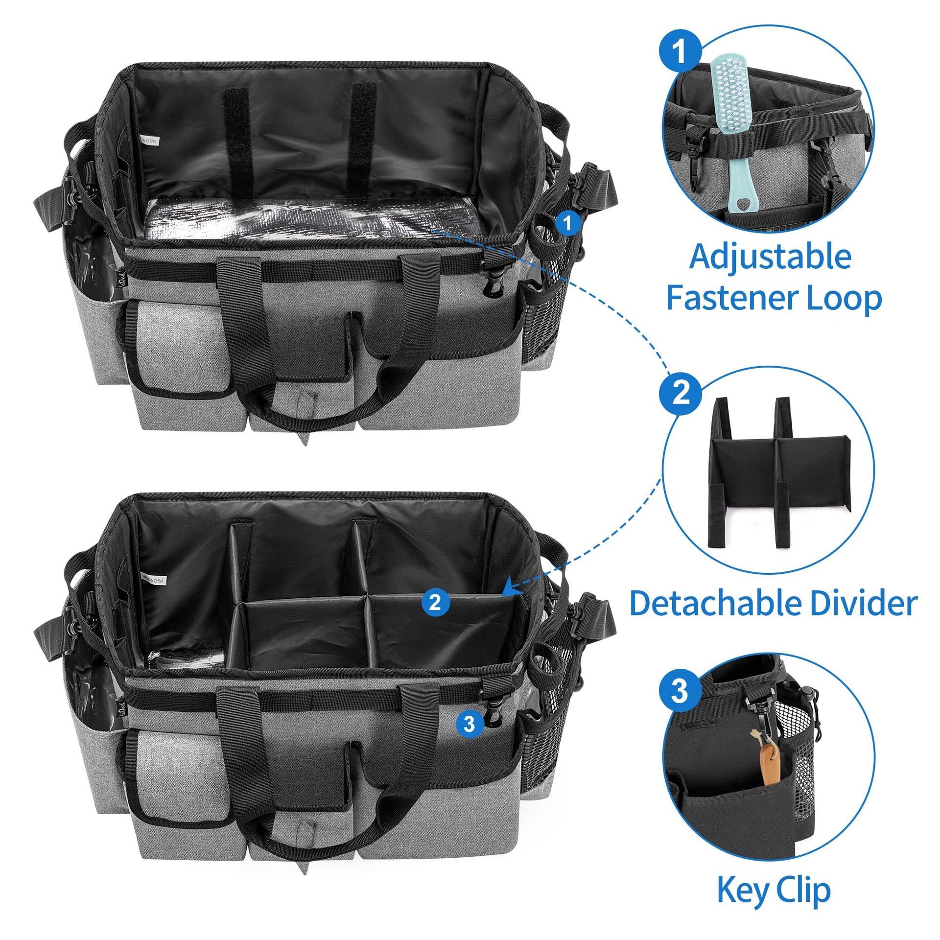 Large Wearable Cleaning Caddy Bag with Detachable Divider
