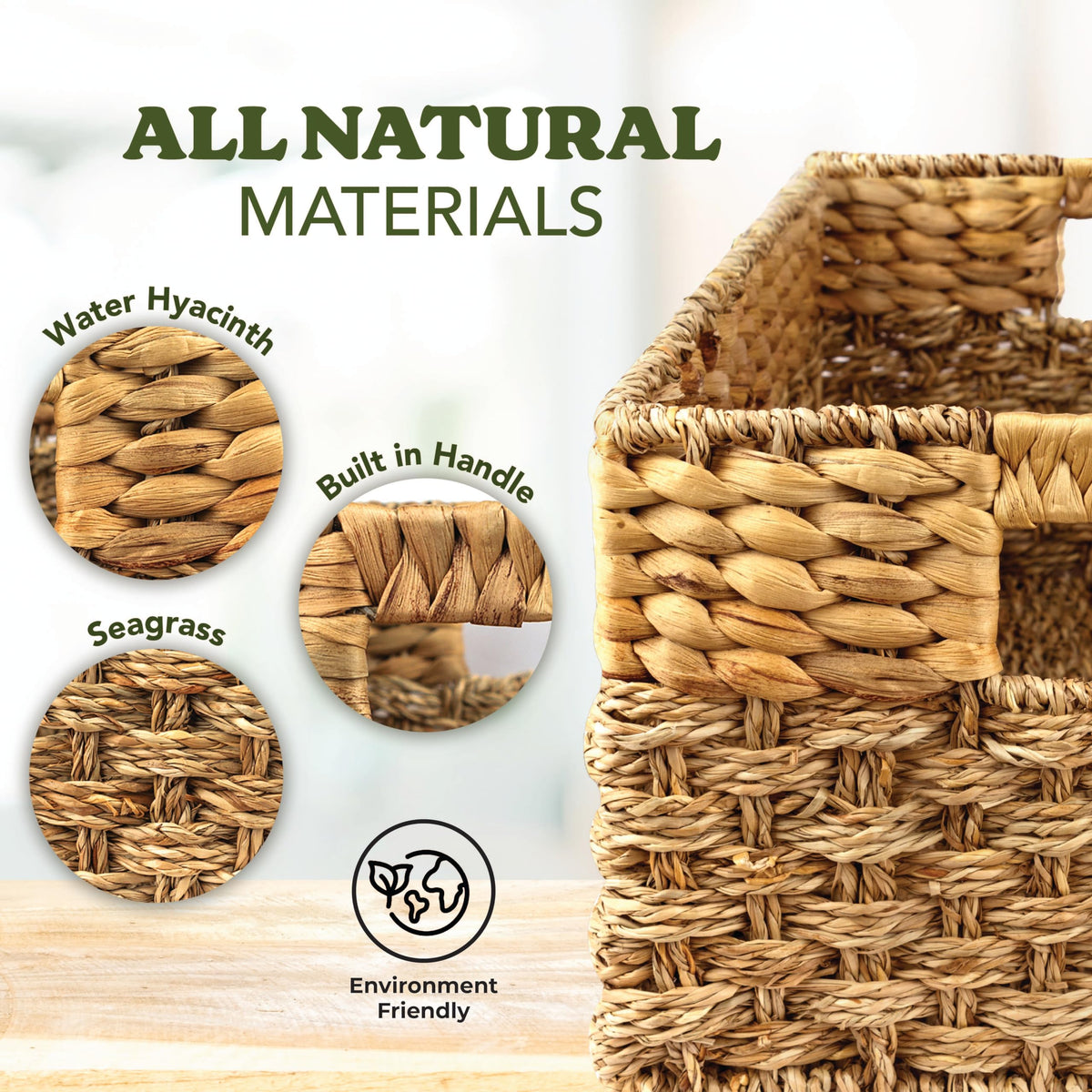 Wicker Storage Basket for Shelves (4 Count)