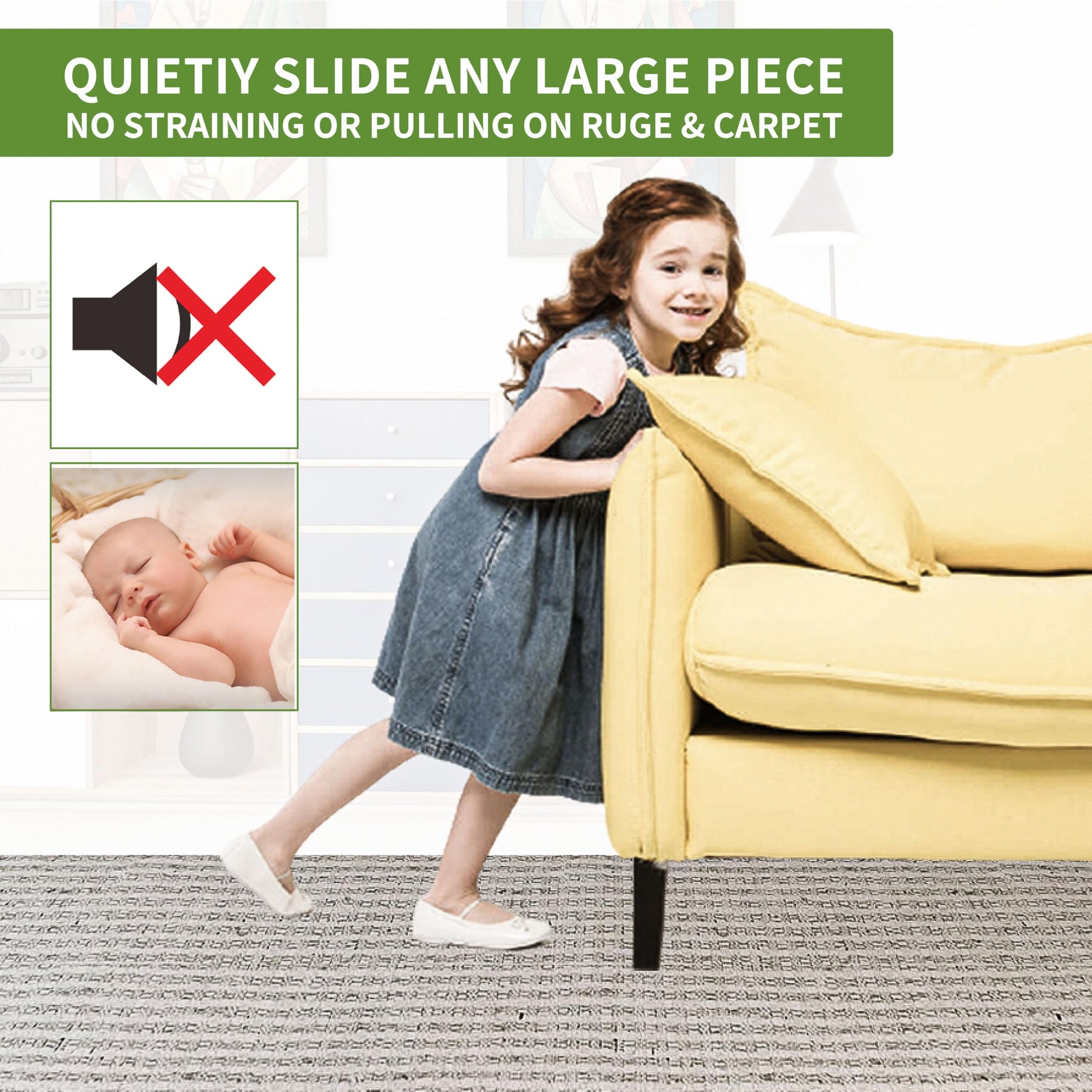 Furniture Sliders for Carpet 8 PCS (8 Count)