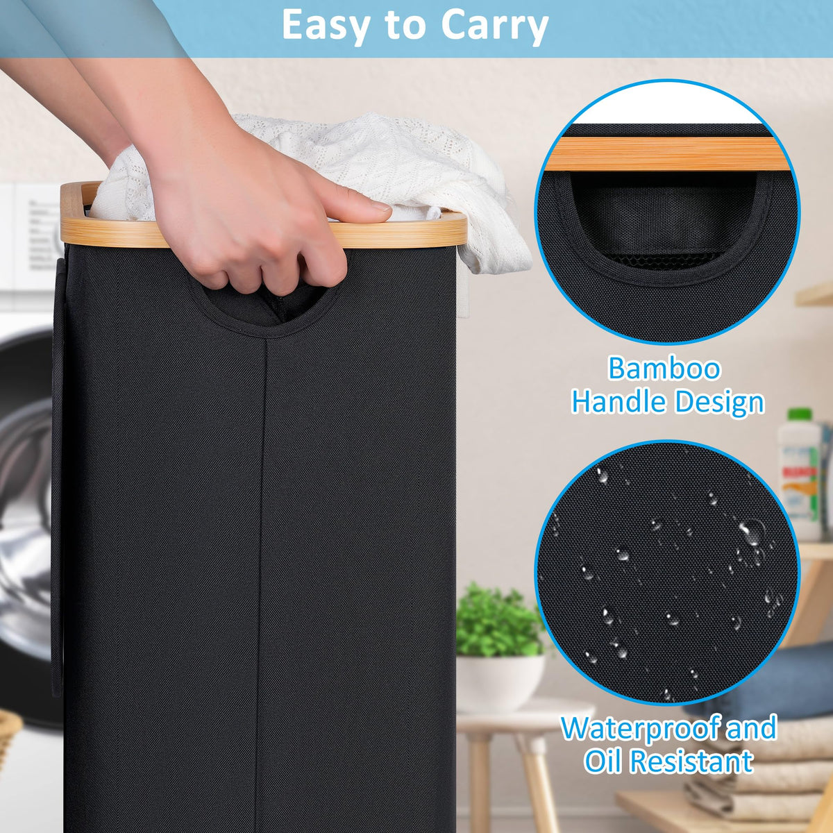 Slim Laundry Basket with Wheels