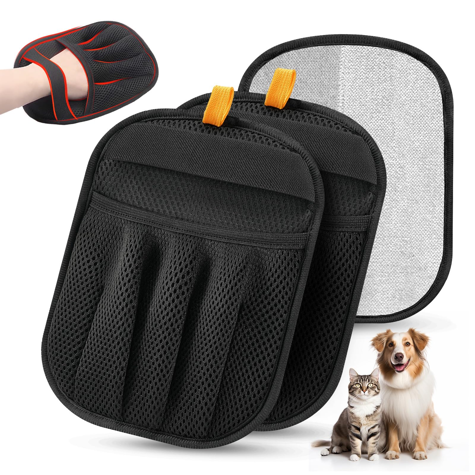 2Pcs Pet Hair Removal Gloves Cat & Dog (2 Count)