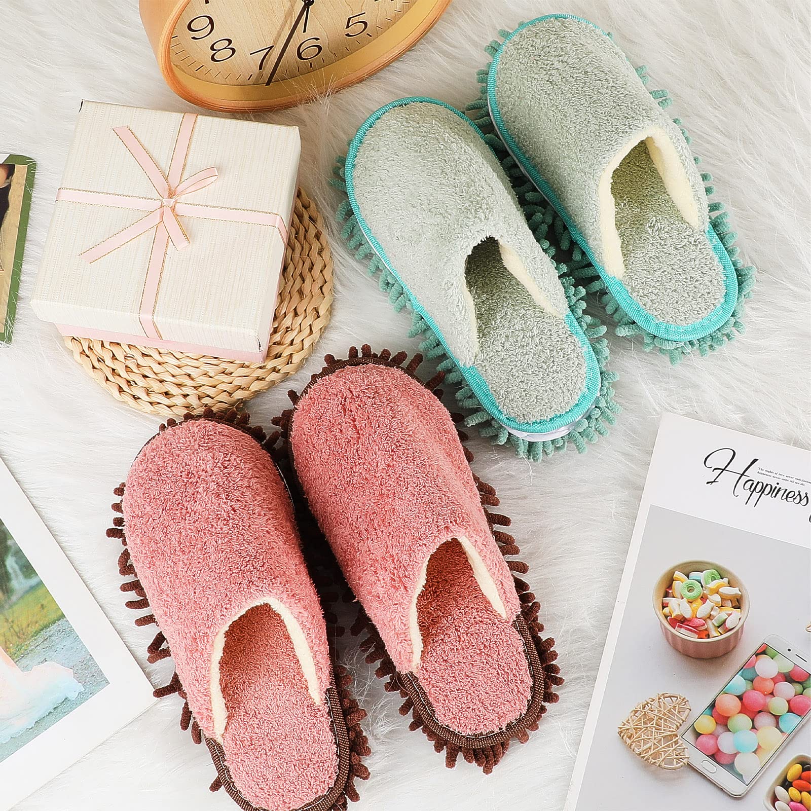 2 Pair Microfiber Slippers Floor Cleaning Mop