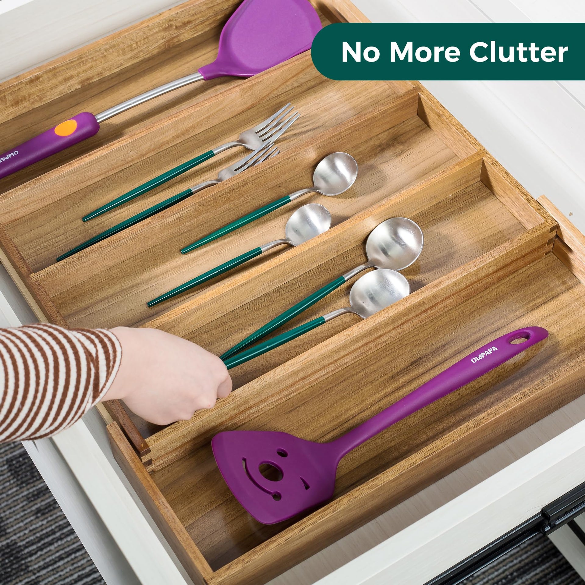 Acacia Kitchen Drawer Organizer Expandable