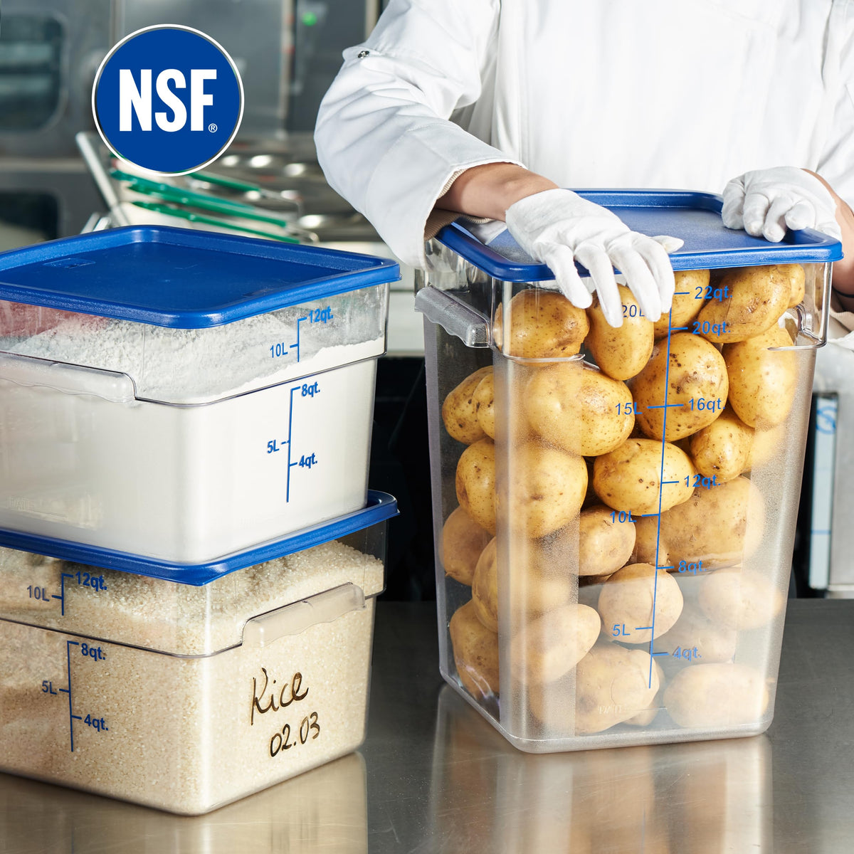 4 Pack Food Storage Containers with Blue Lids (4 Count)