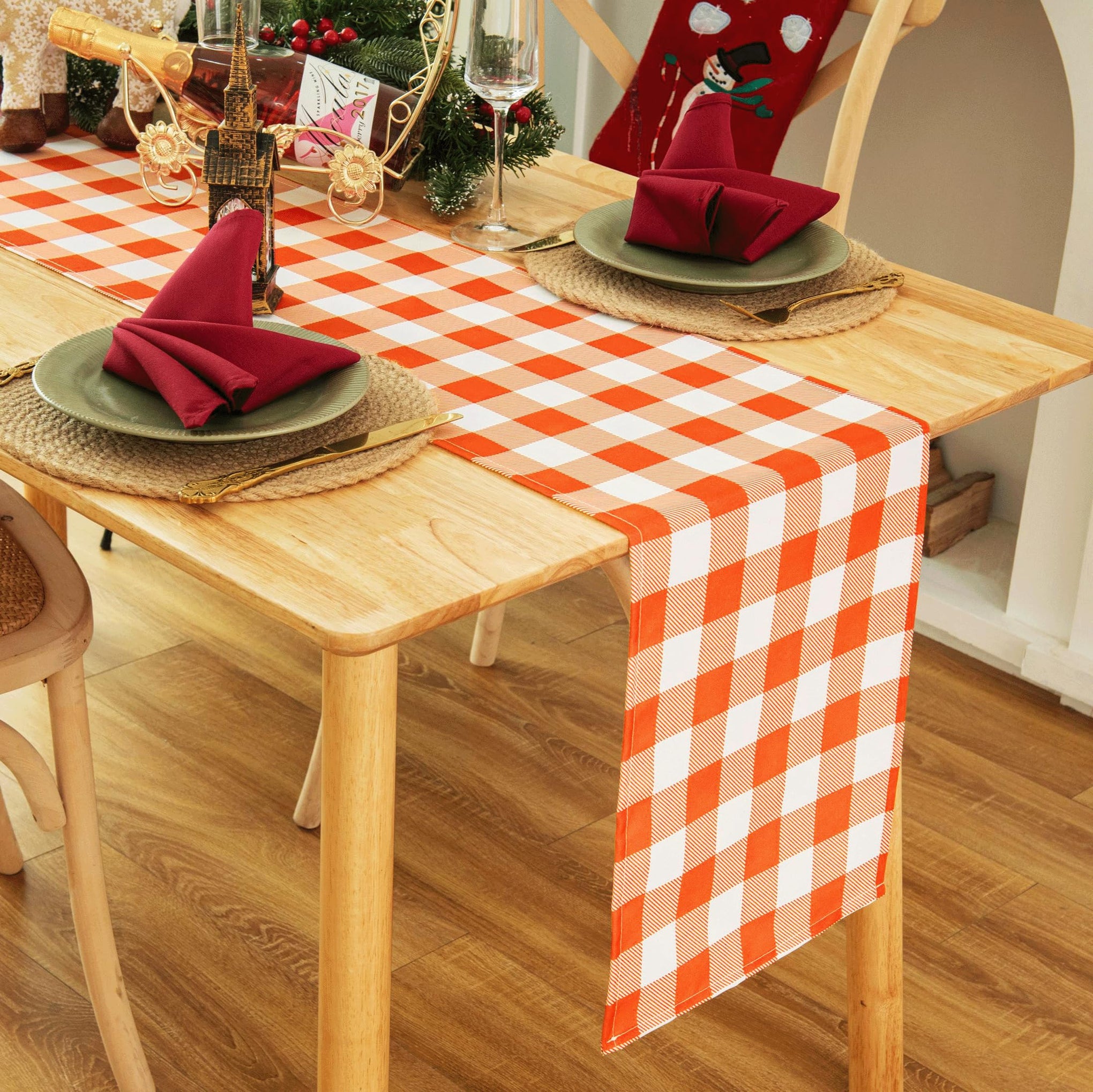 Waterproof Checkered Tablecloth Runner Fabric