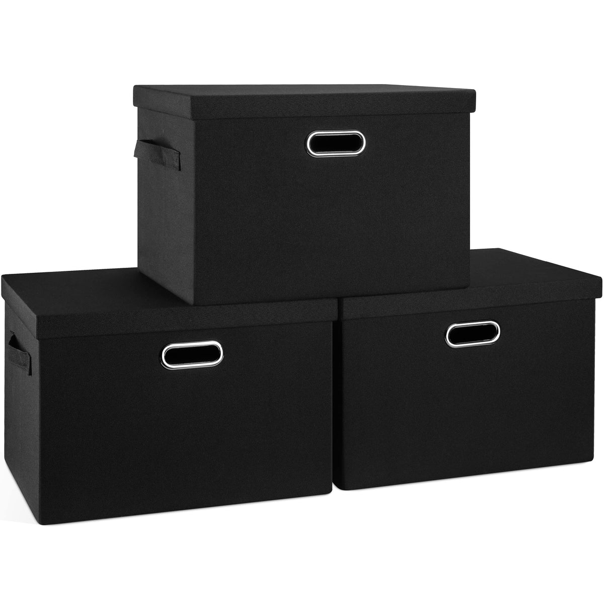 Large 17" 36 Quart Collapsible Stackable Storage Bins with Lids (3 Count)