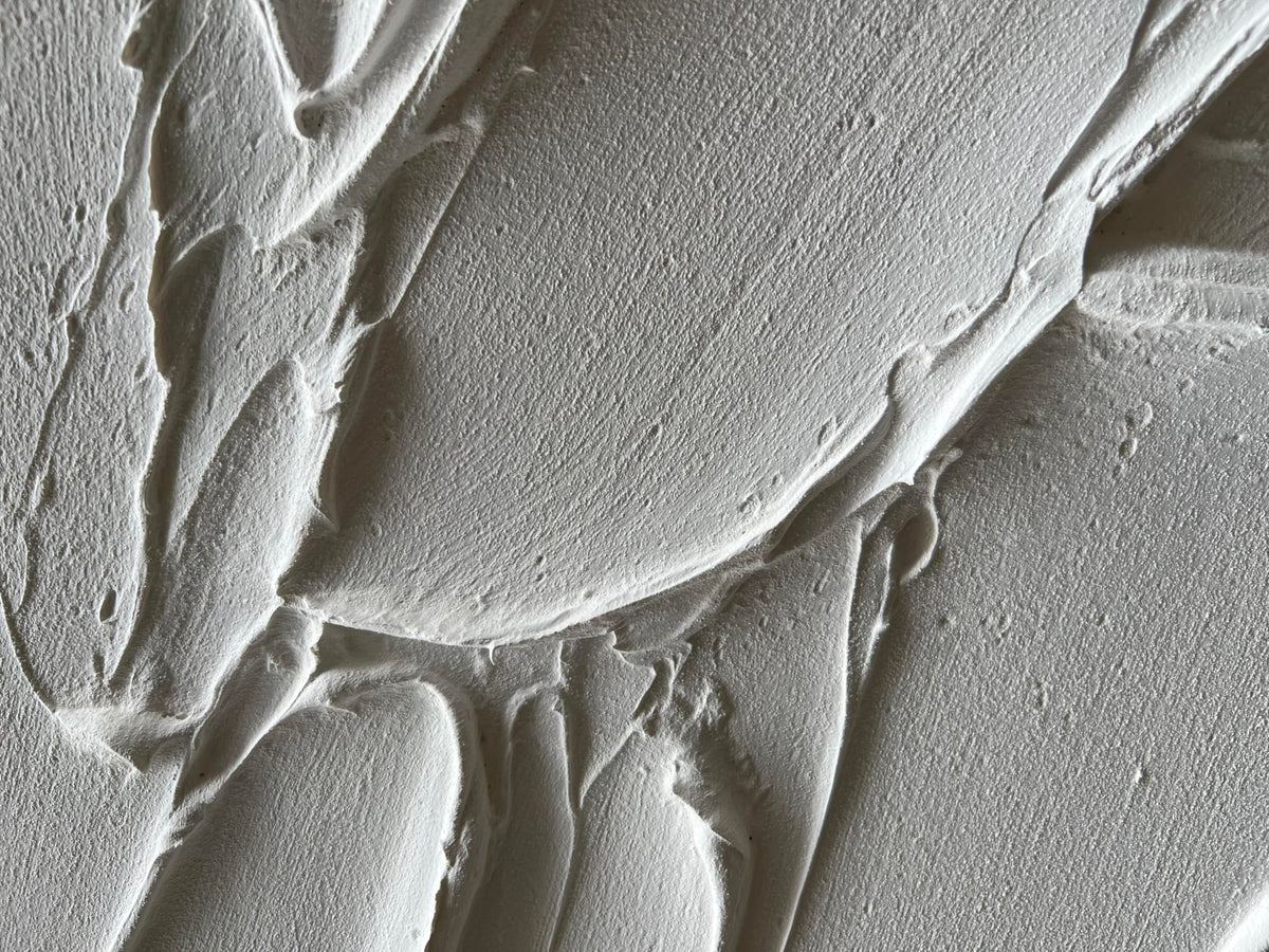 Hand Painted Thick Texture White Minimalist Oil Painting 30x60 Inch Large Contemporary Art Oil Painting