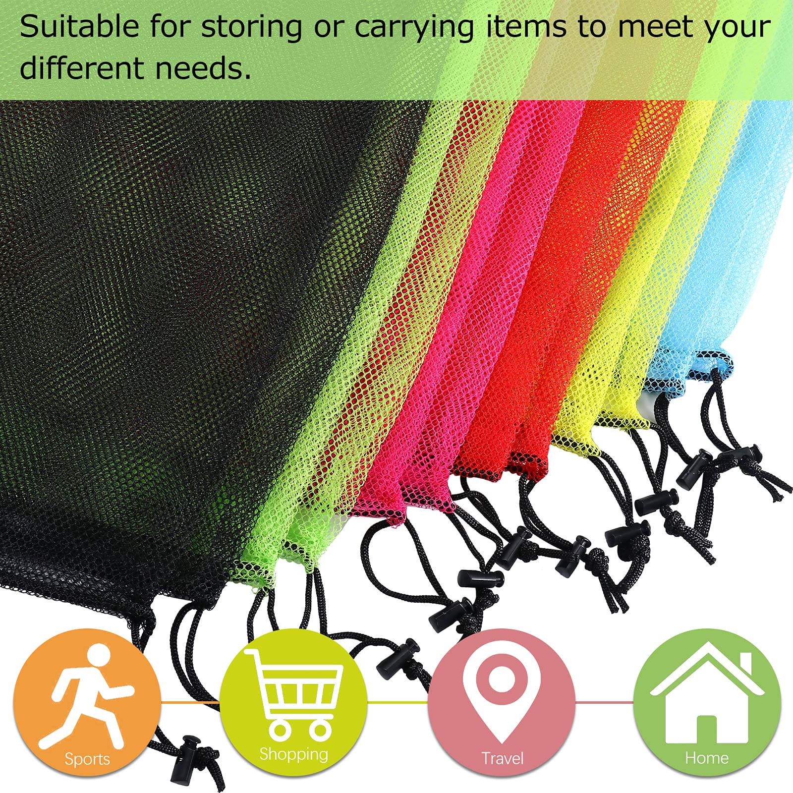 12Pcs Mesh Bag 13"X15.5" Drawstring Gym Bag Nylon Mesh Drawstring Bag with Cord Lock Closure for Collecting Toys Travel Sports (12 Count)