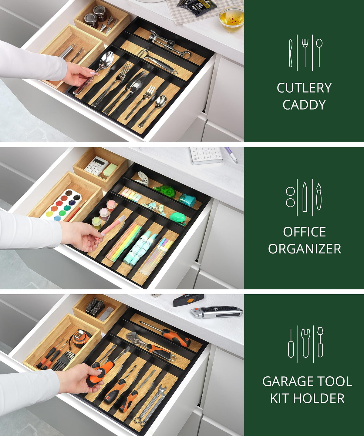 Luxury Bamboo Kitchen Drawer Organizer