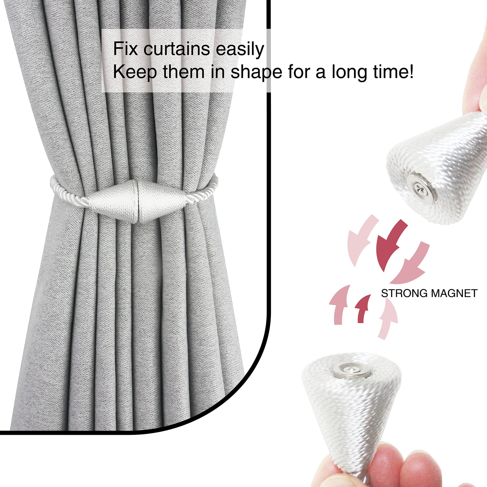 Magnetic Curtain Tiebacks Rope Decorative Holdbacks for Drapes Nieffeiy