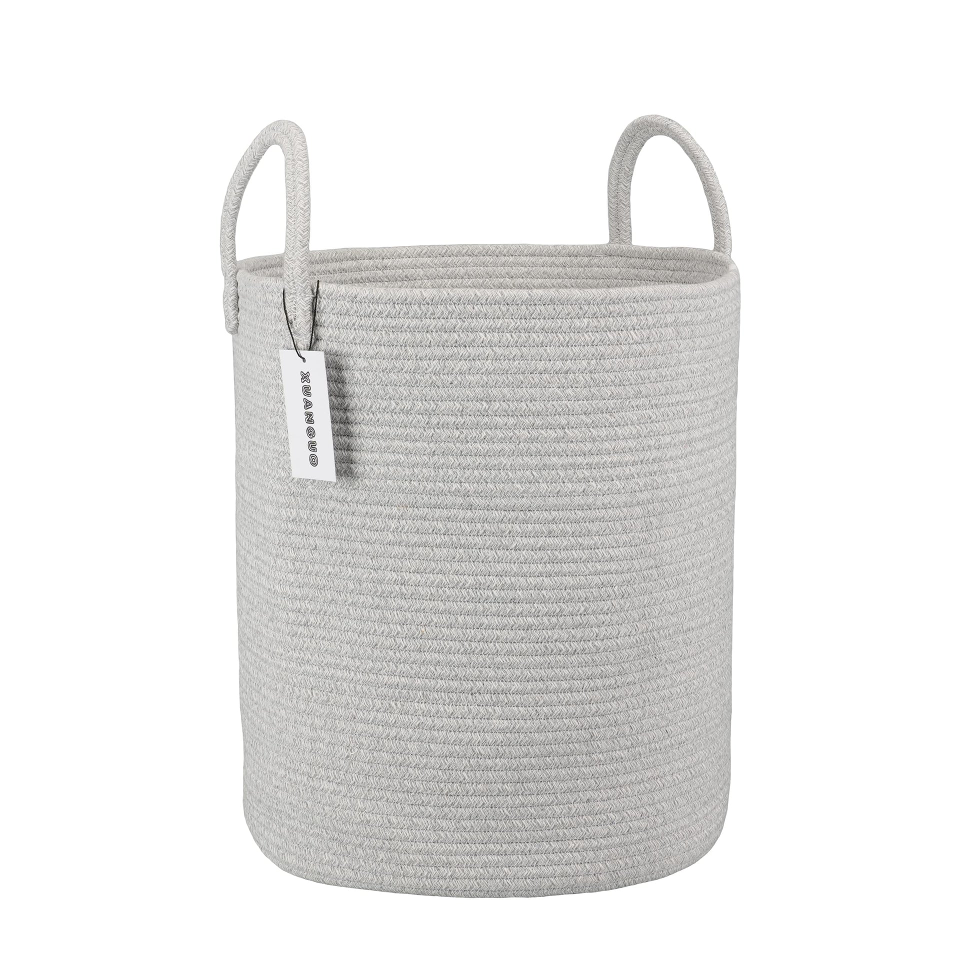 Cotton Rope Laundry Basket Hamper for Clothes Large Light Grey