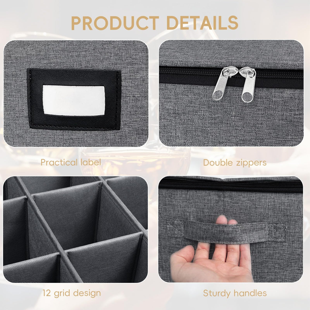 Wine Glass Storage Box with Dividers