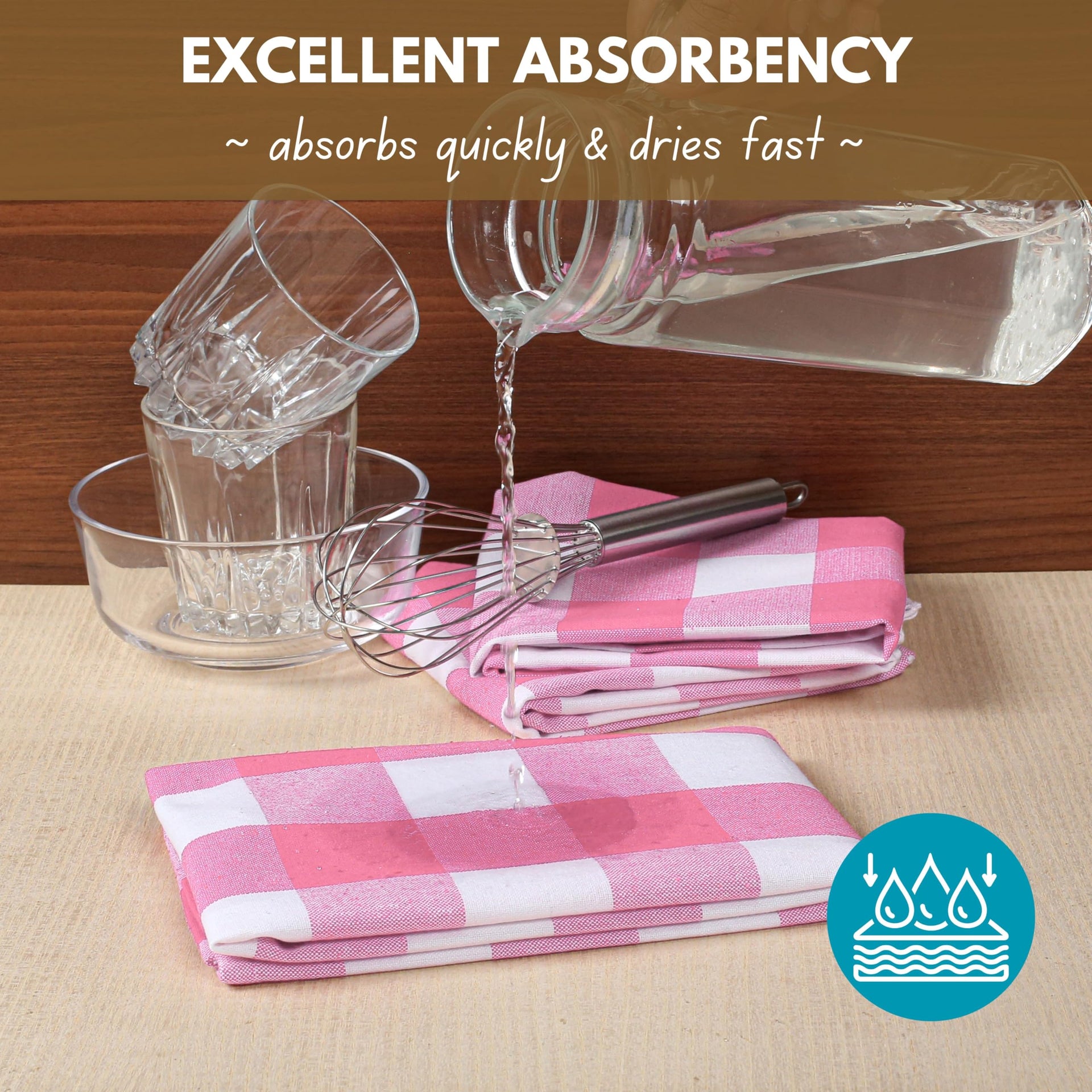 Pink Checked Kitchen Towels 16"x26" (6 Count)