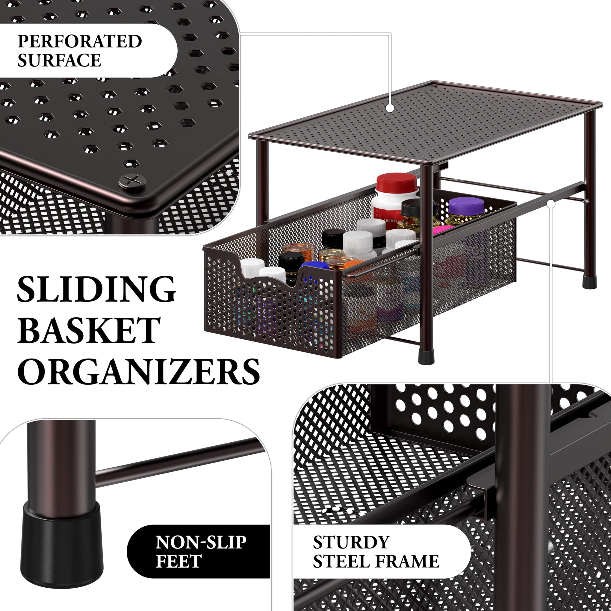 Stackable Under Sink Sliding Basket Drawer