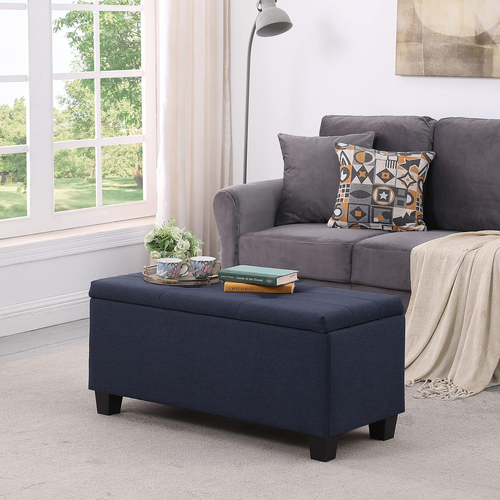 Set of 3 Hinged Storage Ottoman
