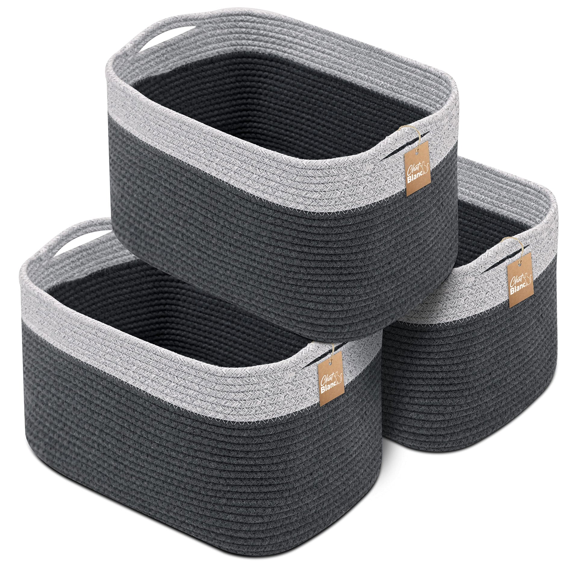 Cotton Rope Baskets for Organizing I Storage Baskets for Shelves (3 Count)
