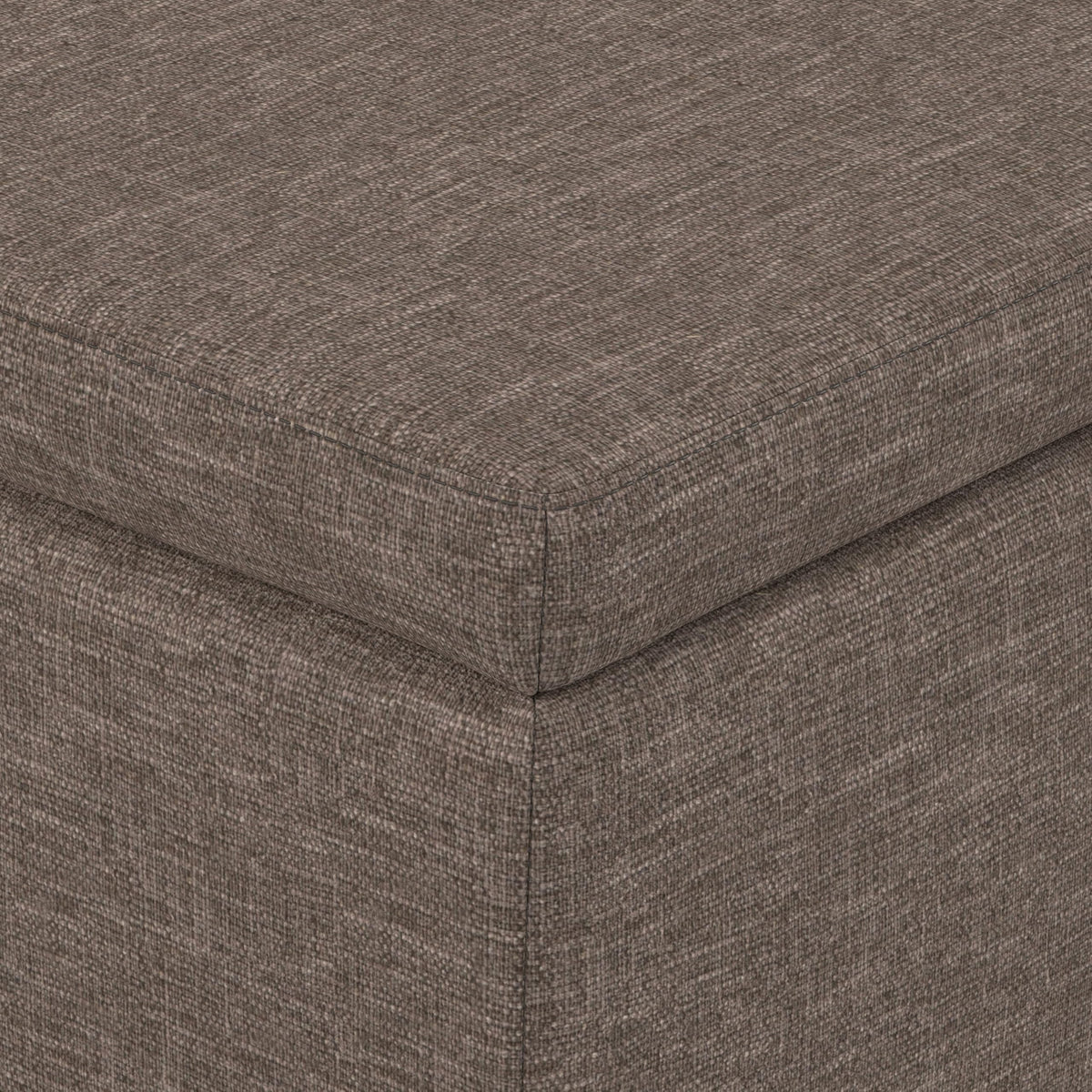 Avalon 48" Wide Linen Look Fabric Storage Ottoman in Fawn Brown