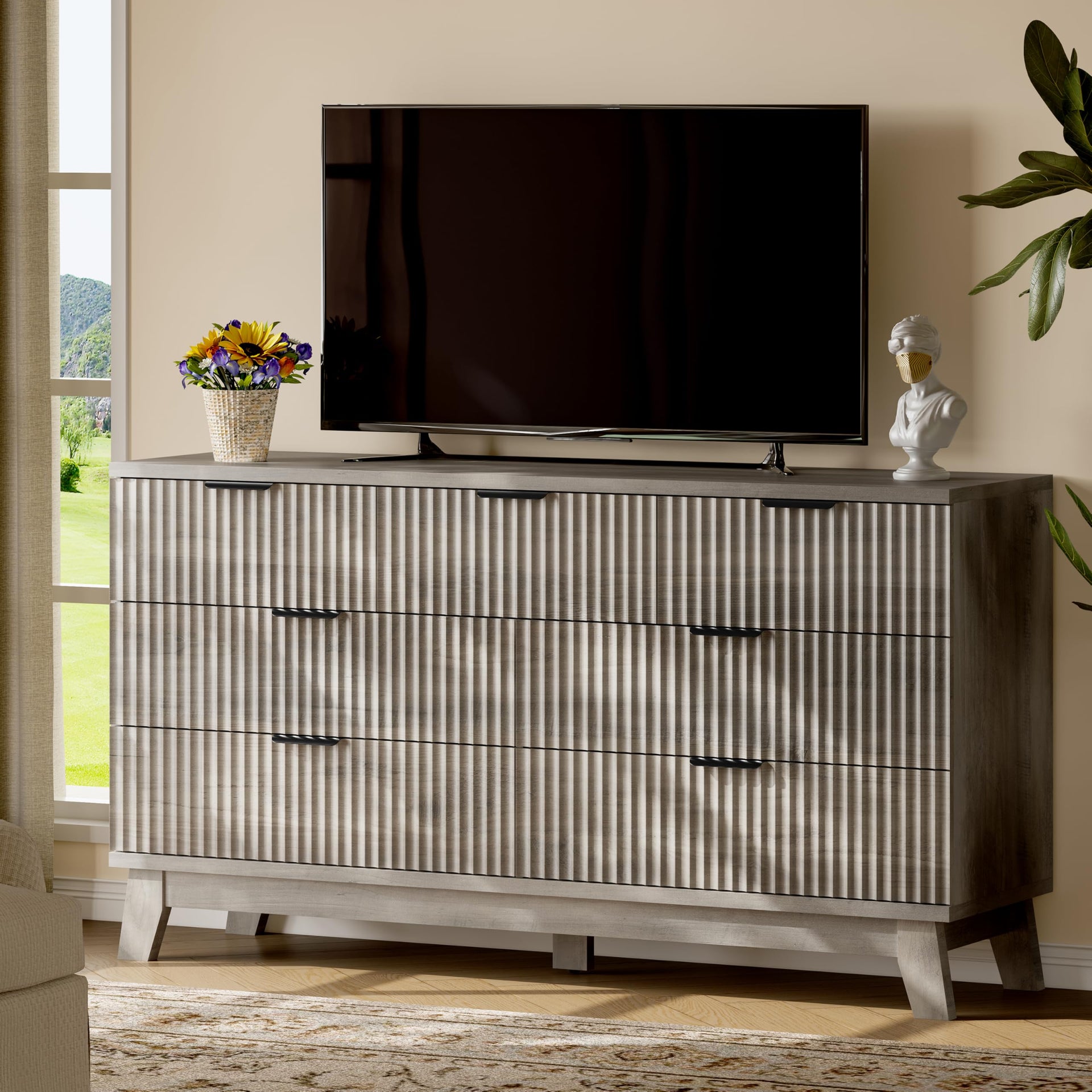Fluted Dresser with 7 Drawers