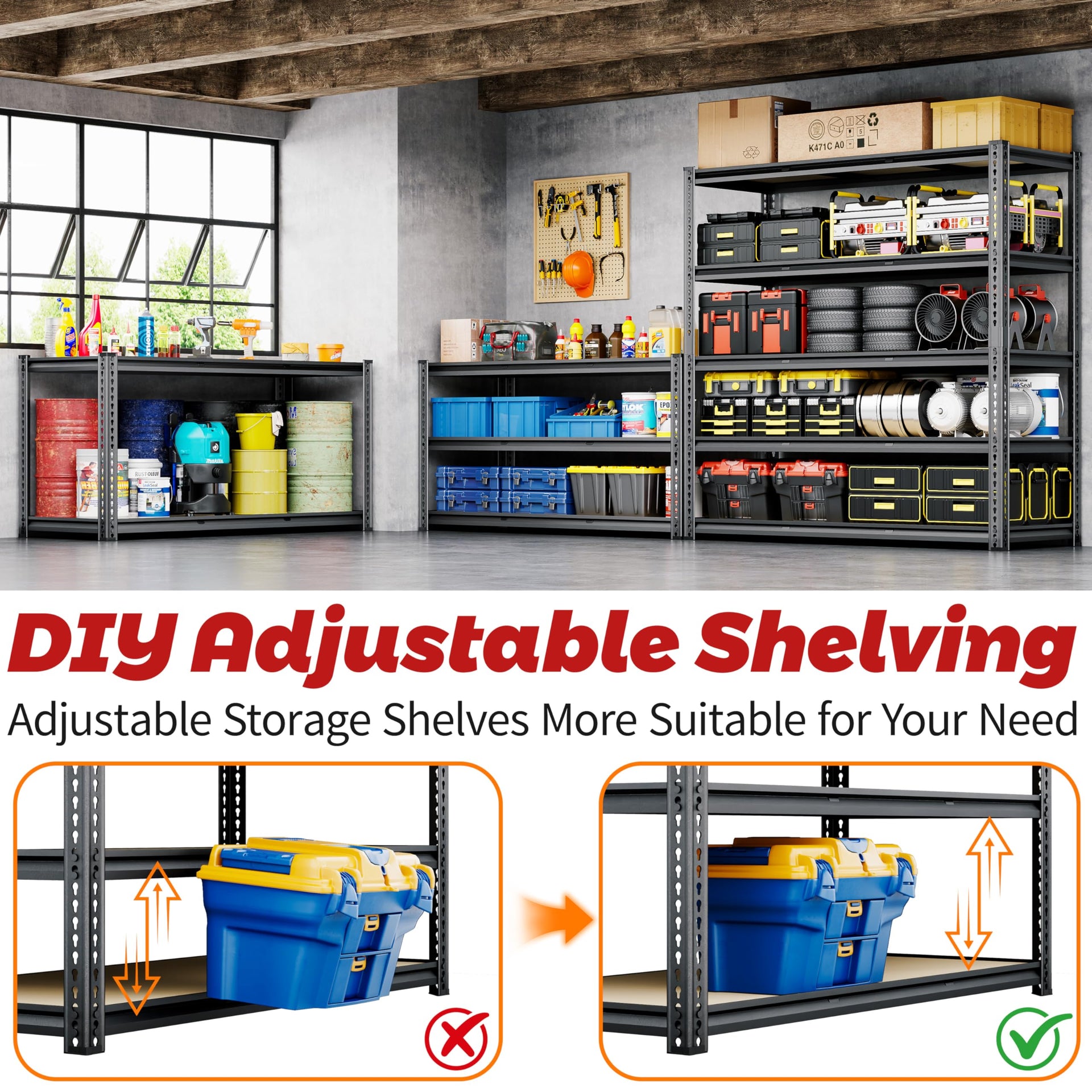 48"W Garage Shelving Heavy Duty (5 Count)
