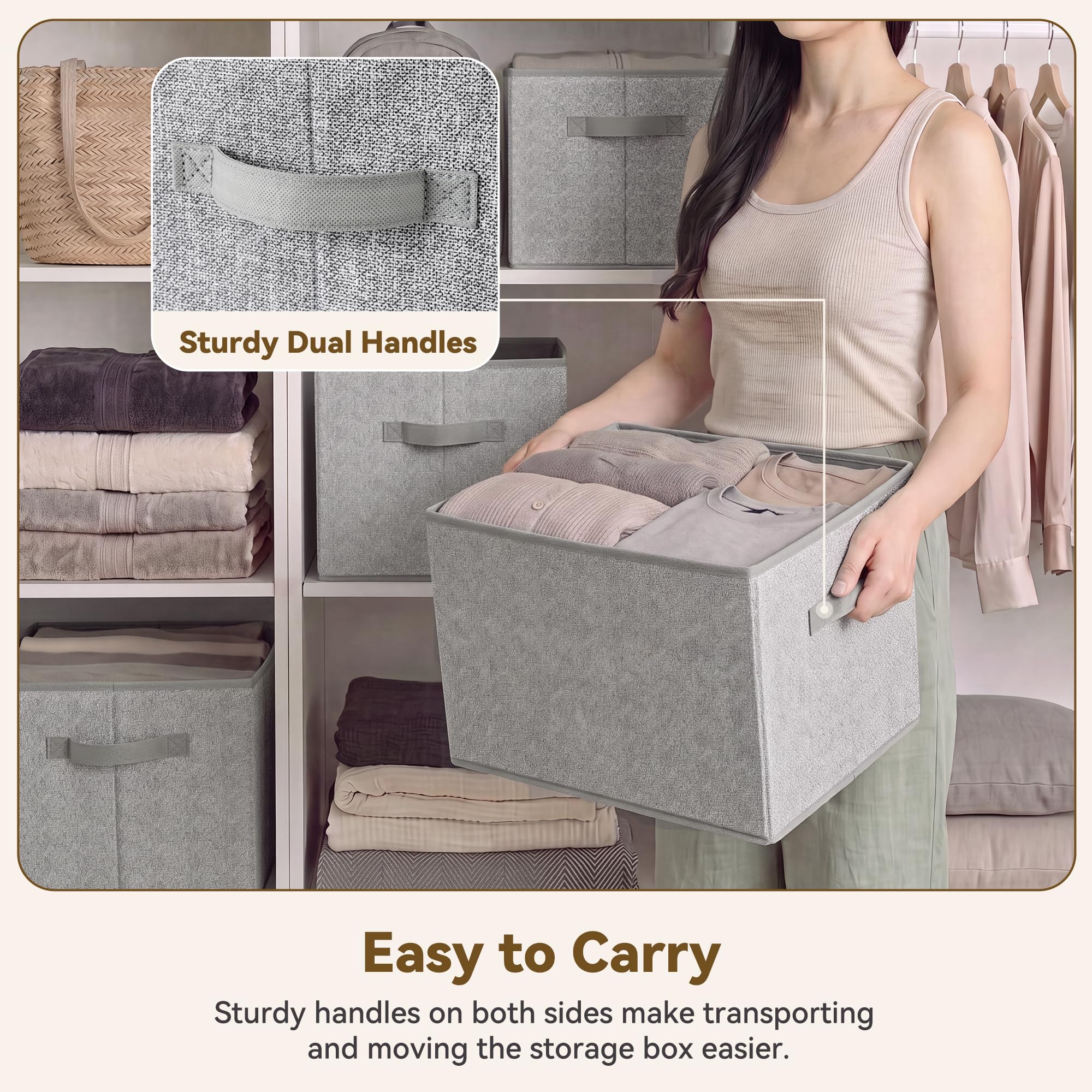 Closet Storage Bins with Handles (3 Count)