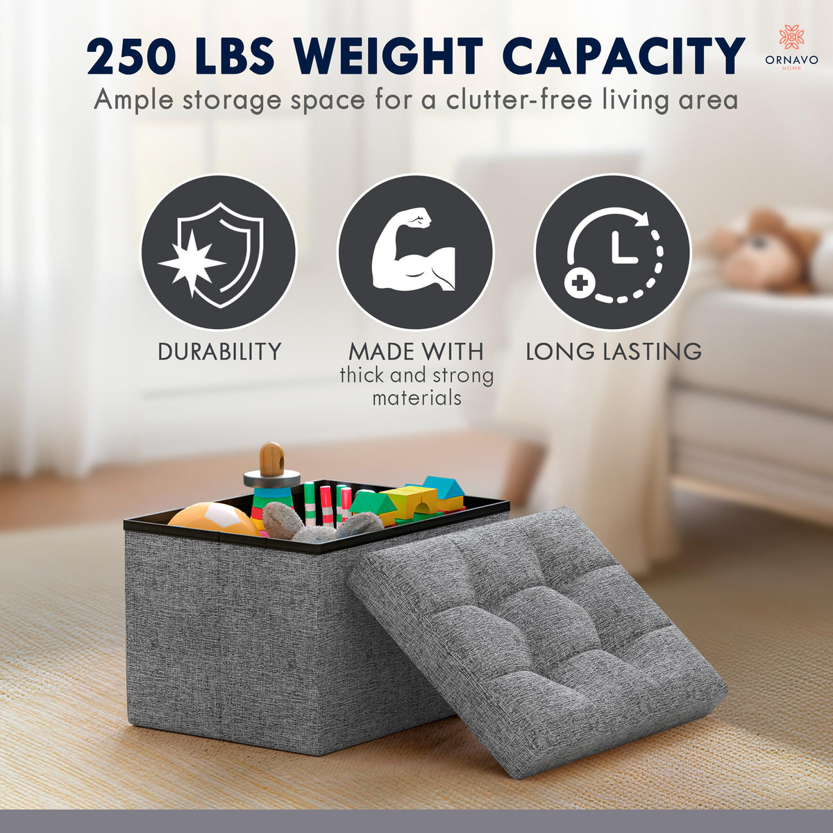 Small Rectangle Storage Ottoman