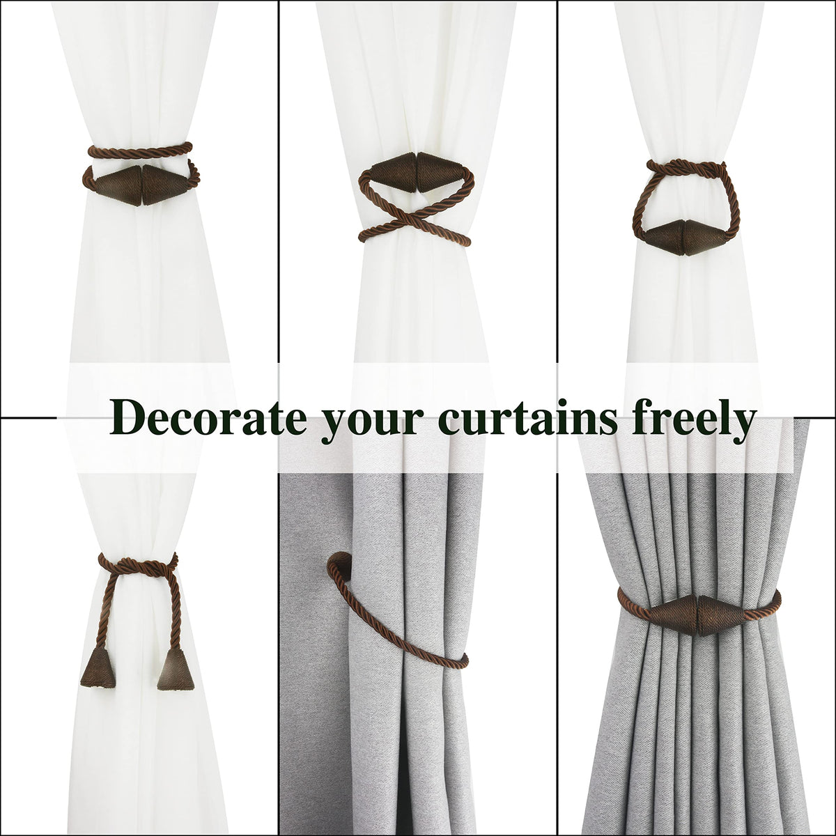 Magnetic Curtain Tiebacks Rope Decorative Holdbacks for Drapes Nieffeiy